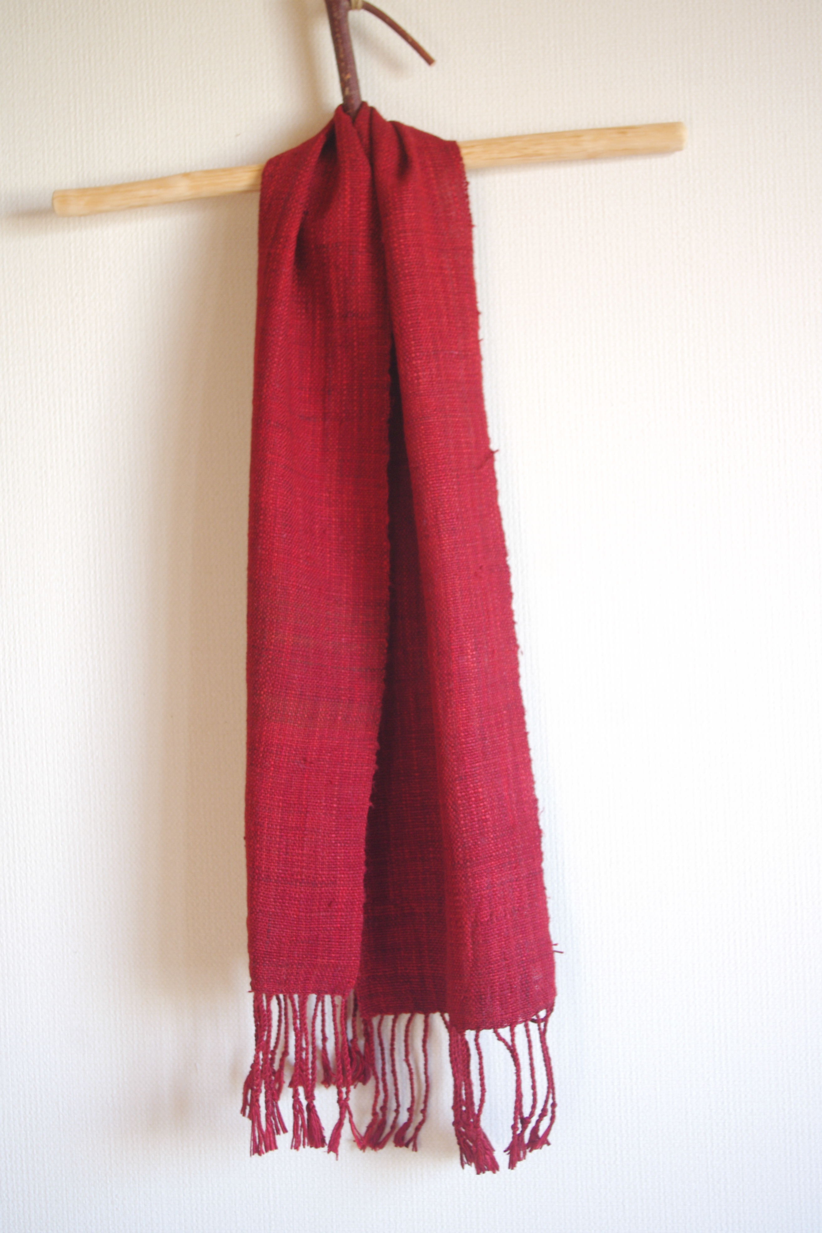 手織り太糸シルクのマフラー 赤茶 Iichi ハンドメイド クラフト作品 手仕事品の通販