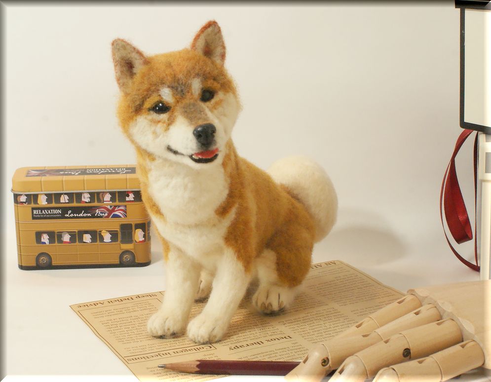 羊毛フェルト 犬 柴犬 しばいぬ 犬フィギュア Iichi ハンドメイド クラフト作品 手仕事品の通販