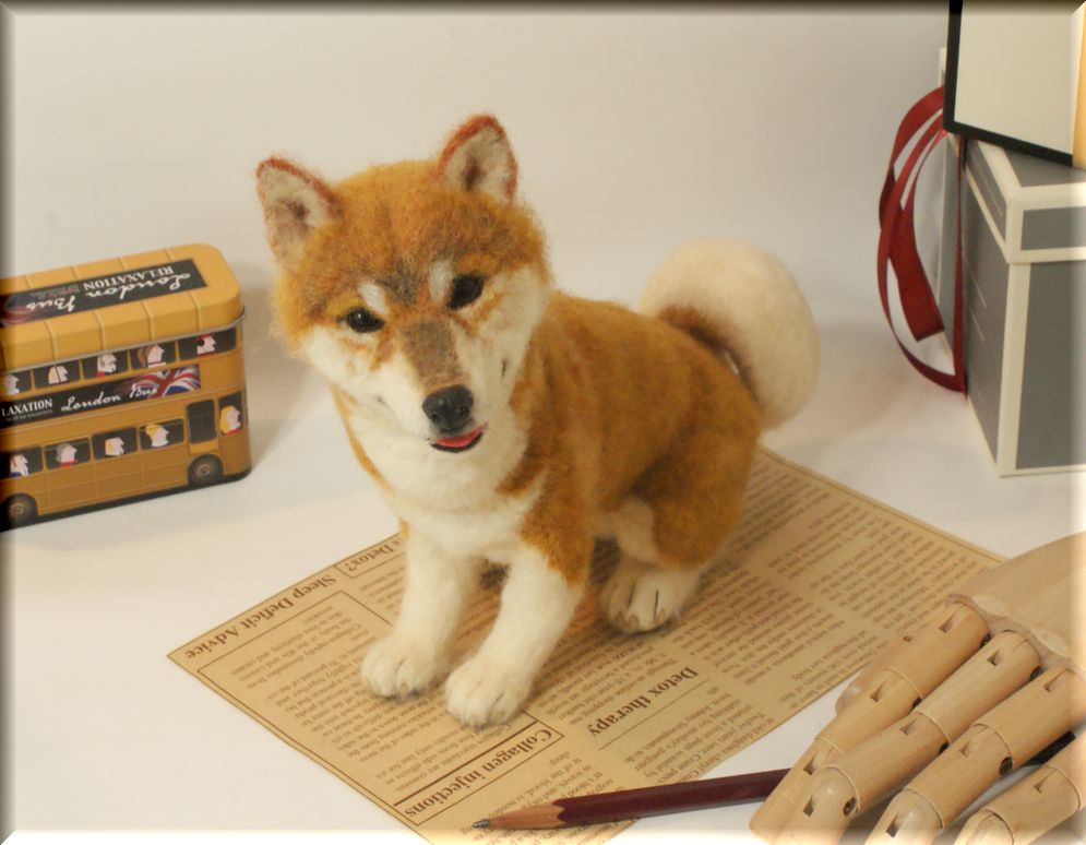 羊毛フェルト 犬 柴犬 しばいぬ 犬フィギュア Iichi ハンドメイド クラフト作品 手仕事品の通販