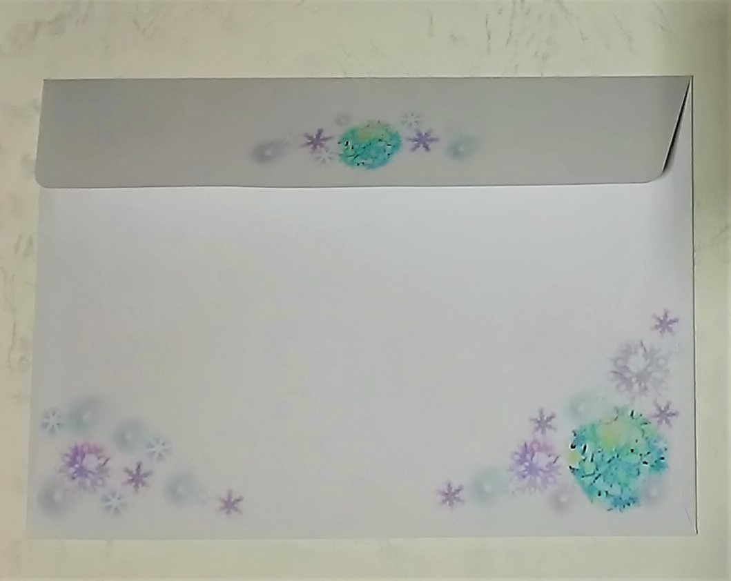 パステルアート 冬のレターセット 雪の結晶のイラスト Iichi ハンドメイド クラフト作品 手仕事品の通販