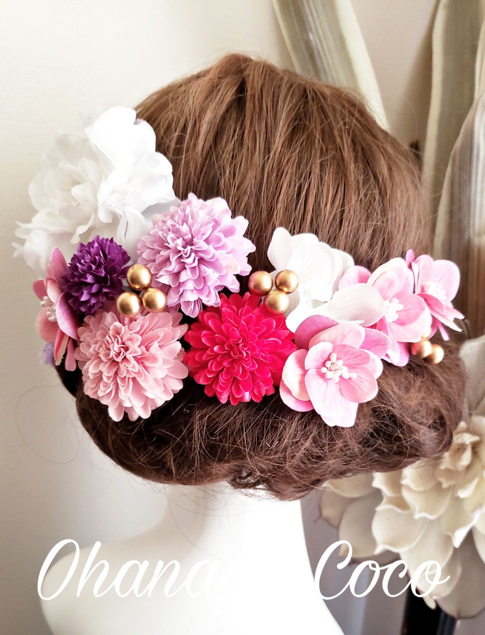 花姫 ダリアとマムの髪飾り14点set No663 Iichi ハンドメイド クラフト作品 手仕事品の通販
