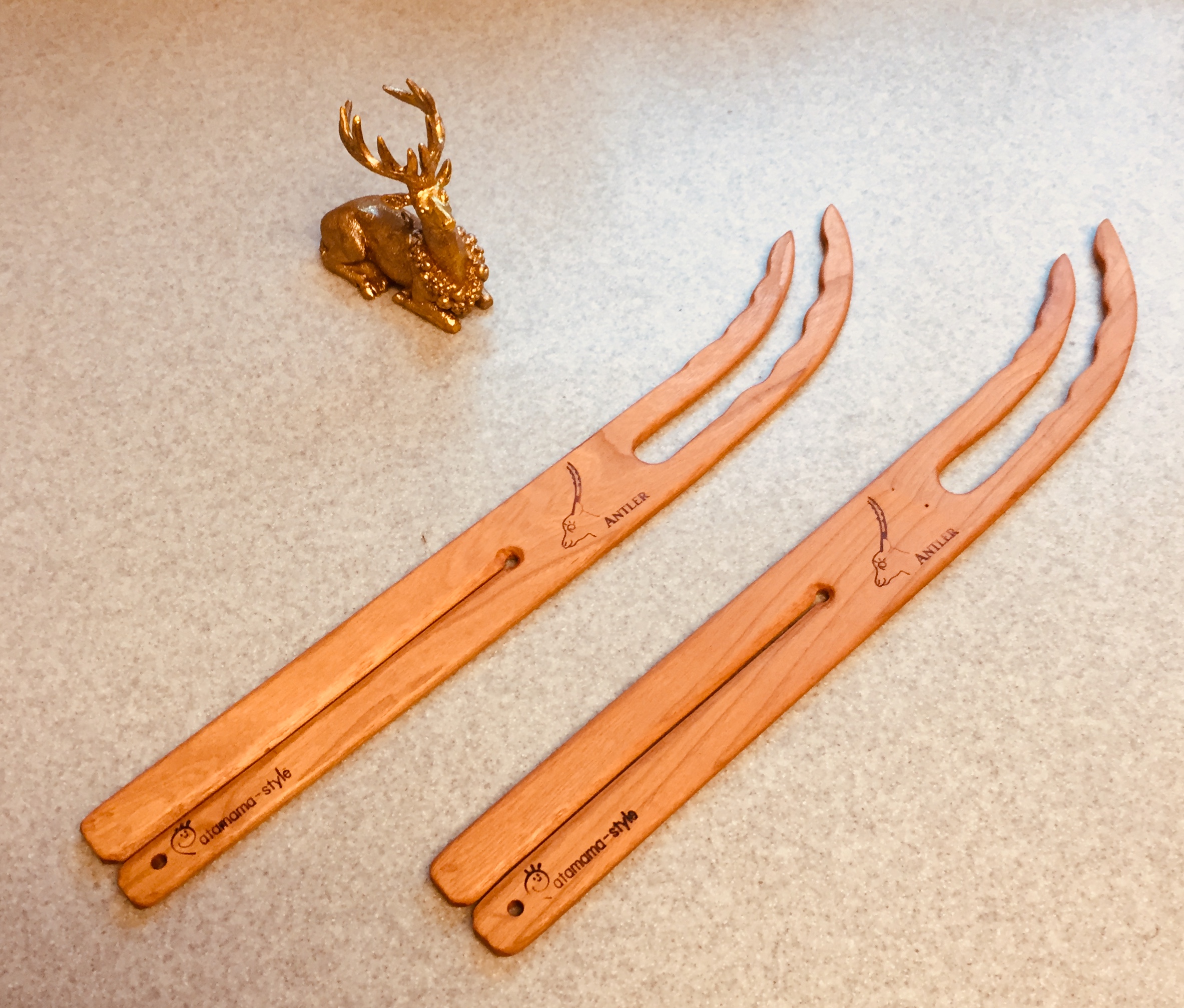 アメリカンチェリー材の アントラー ヘラと箸を融合した新しい調理器具 Iichi ハンドメイド クラフト作品 手仕事品の通販