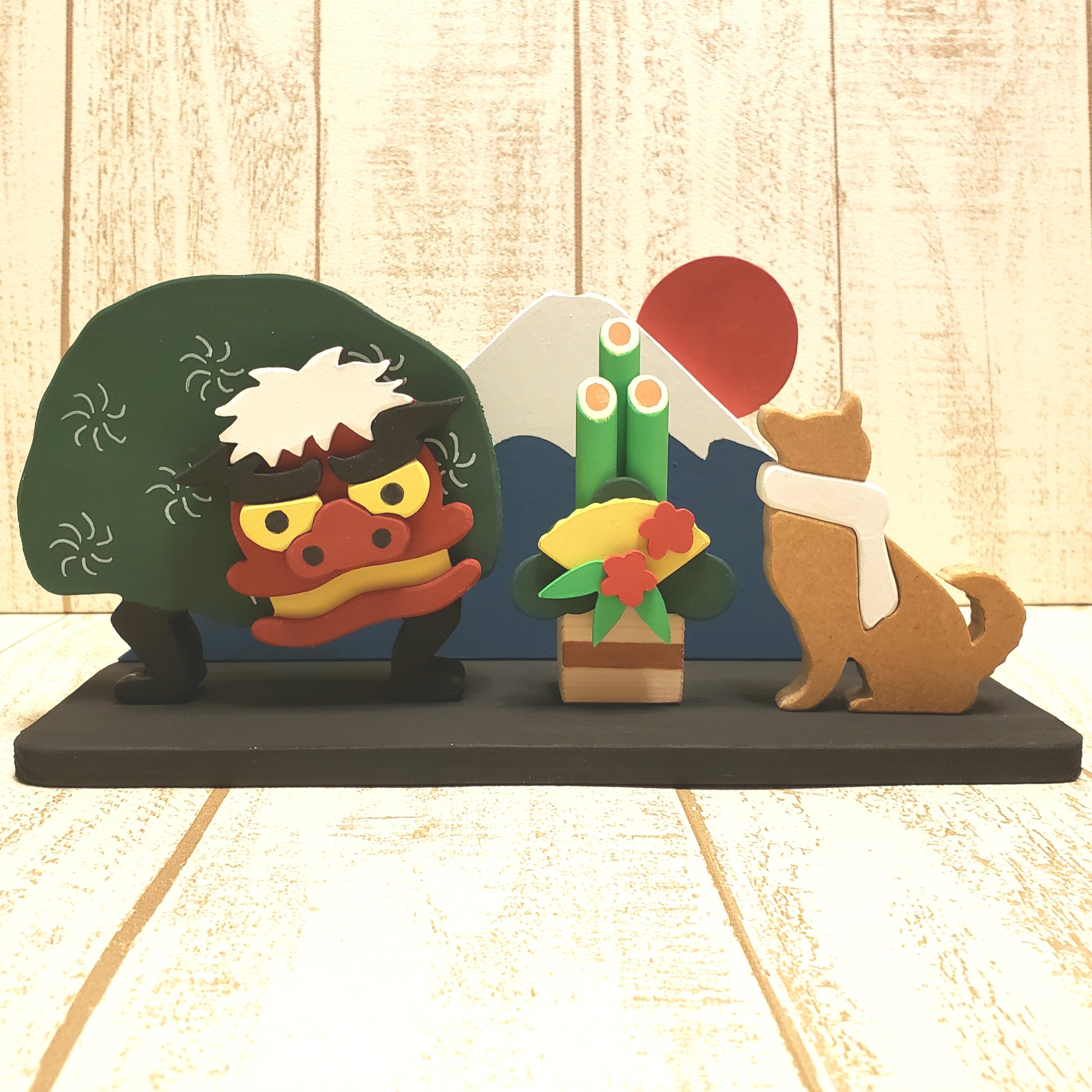 動物の変更も色変更も可能 お正月 柴犬と獅子舞がいる正月飾り 謹賀新年 元旦 年 Iichi ハンドメイド クラフト作品 手仕事品の通販