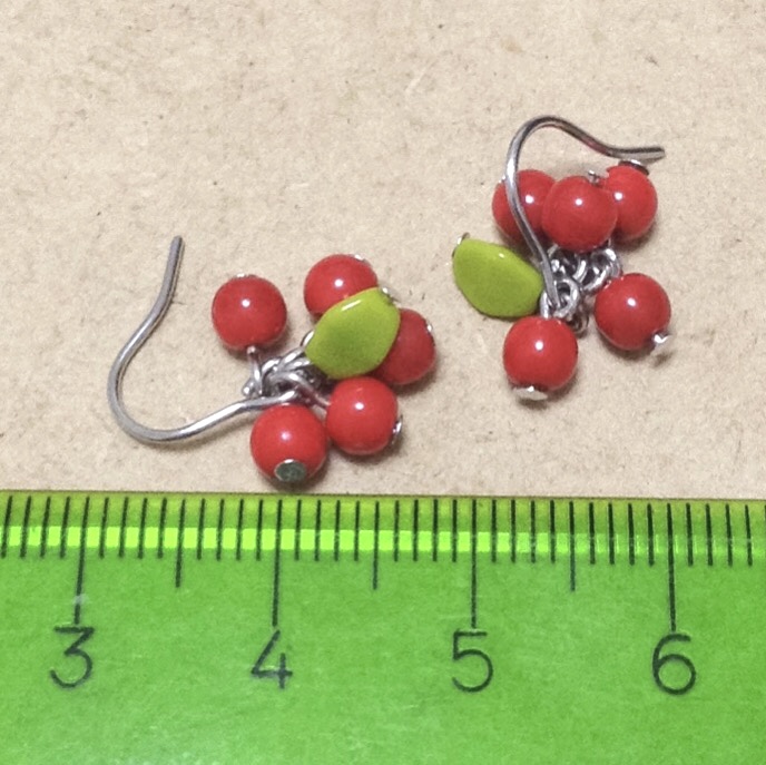 赤い木の実のピアス ガラスビーズ Iichi ハンドメイド クラフト作品 手仕事品の通販