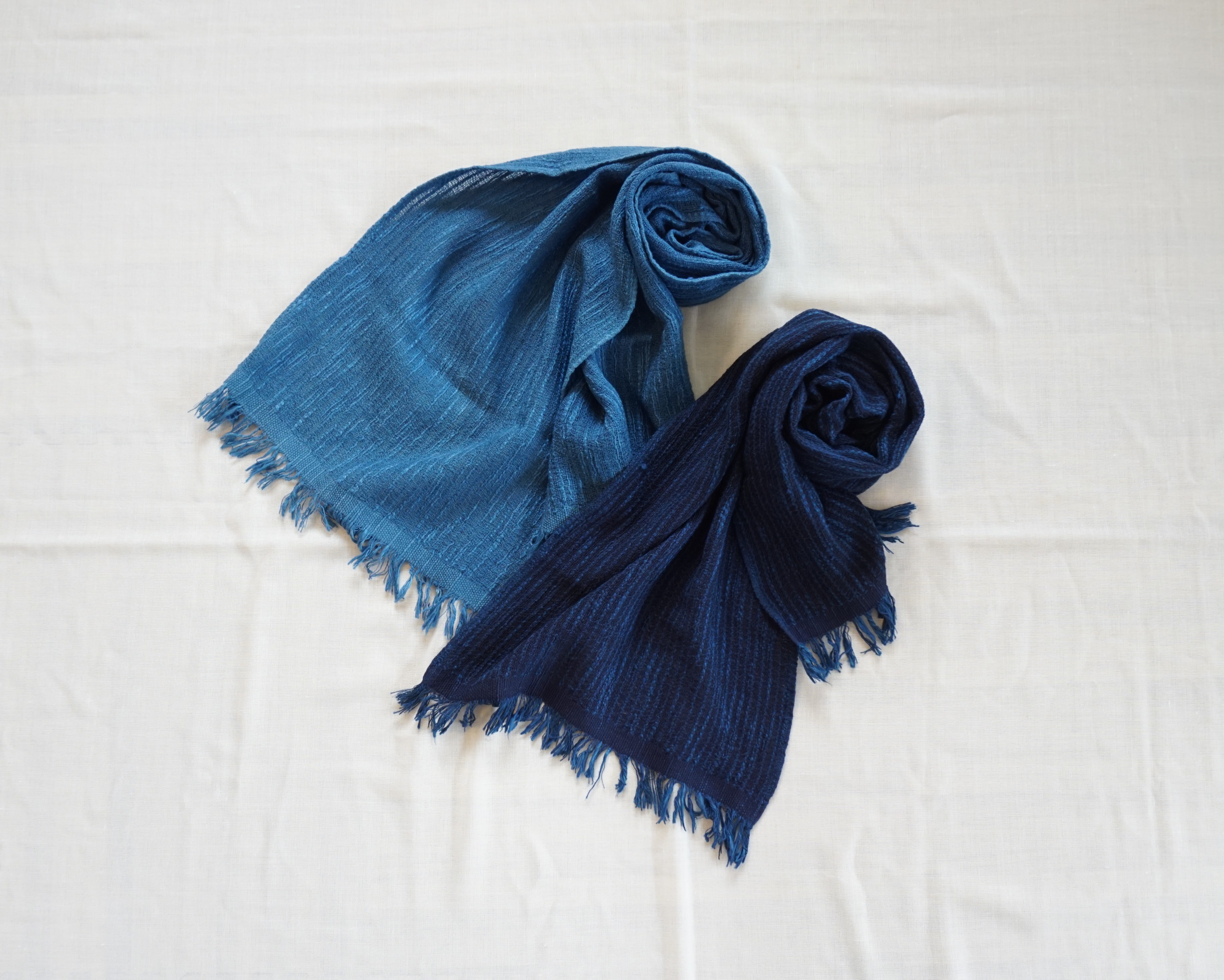 コットンウールストール 濃藍 Iichi ハンドメイド クラフト作品 手仕事品の通販