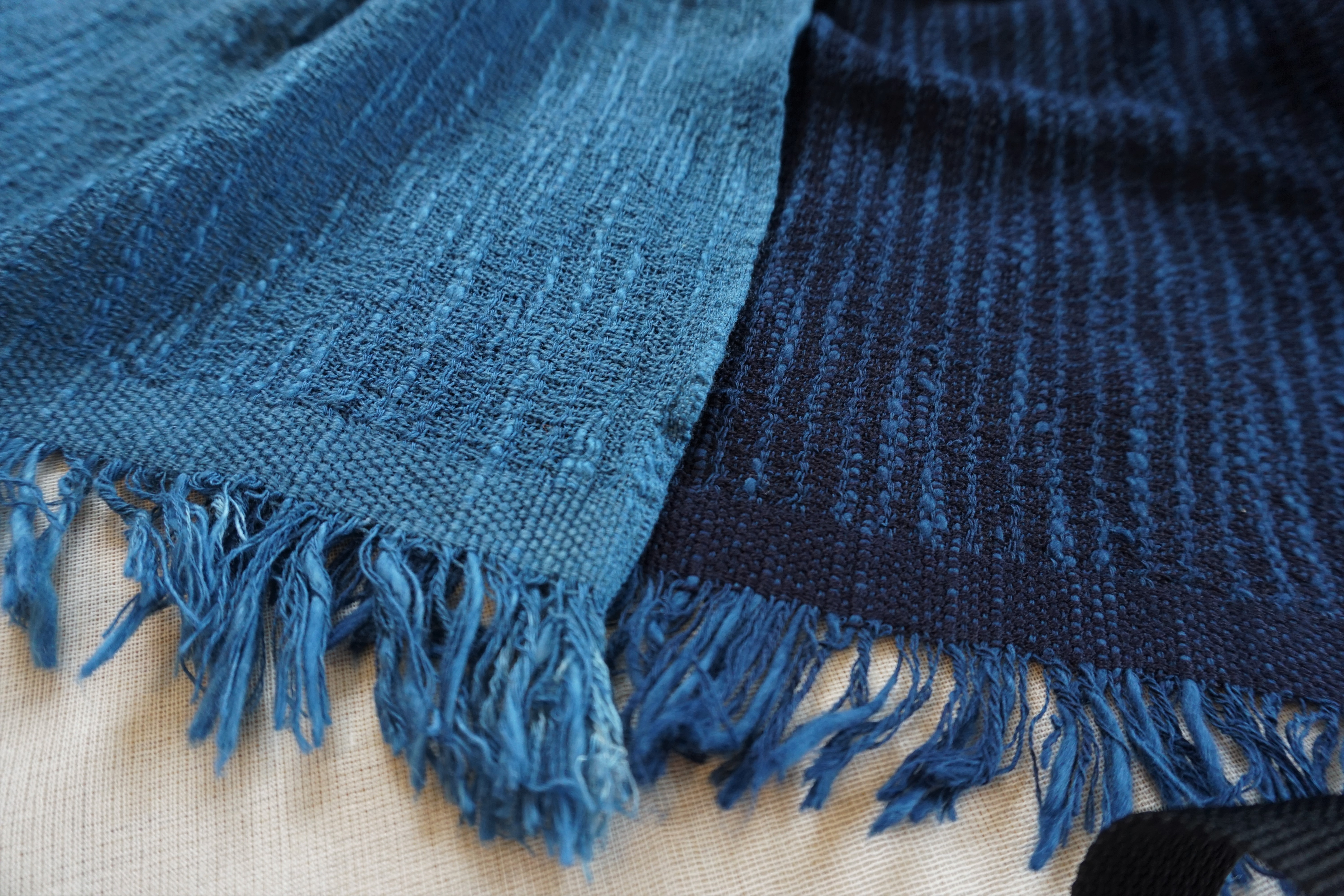 コットンウールストール 濃藍 Iichi ハンドメイド クラフト作品 手仕事品の通販