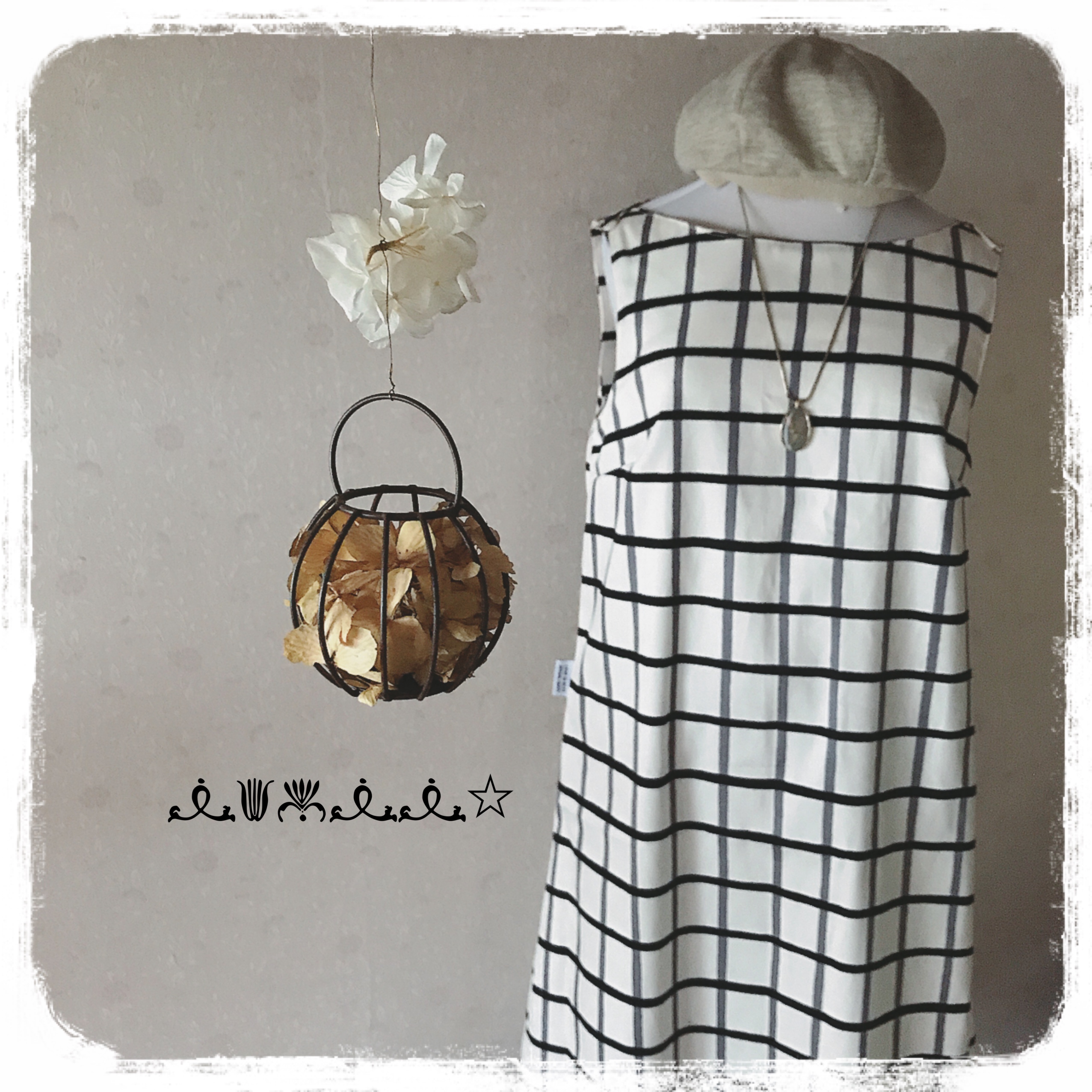 ボートネックワンピース 格子柄 Iichi ハンドメイド クラフト作品 手仕事品の通販