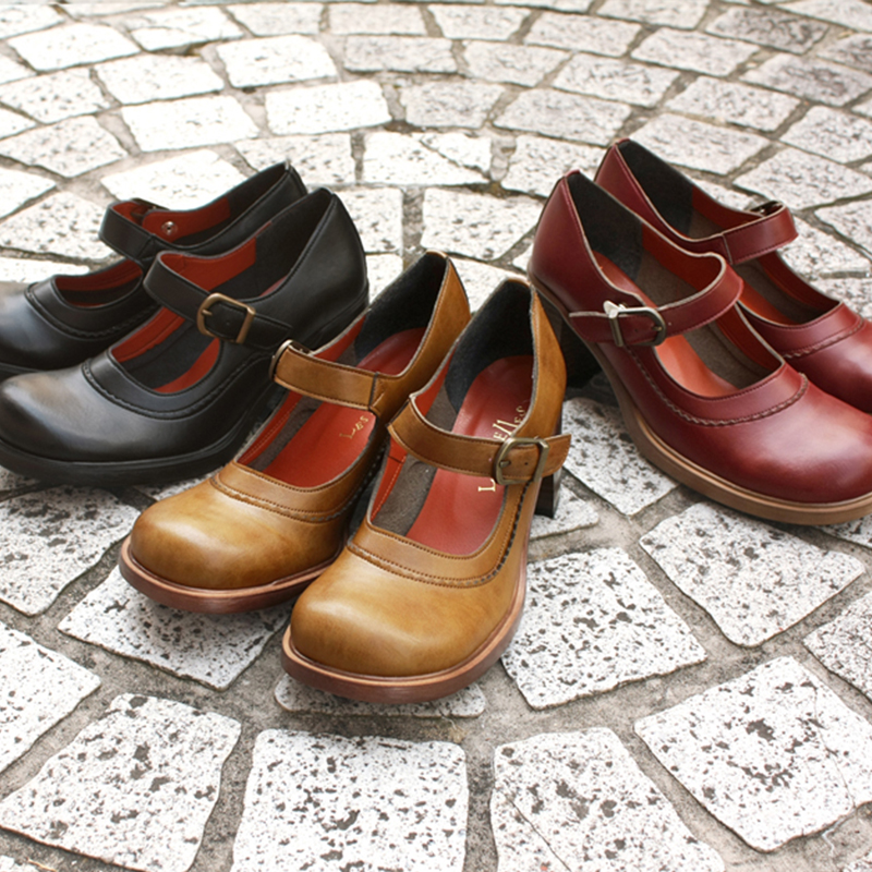 どこか懐かしいヒールシューズ 0594 靴 日本製 国産素材 オリジナルシューズ 納期5 11日 Iichi ハンドメイド クラフト作品 手仕事品の通販