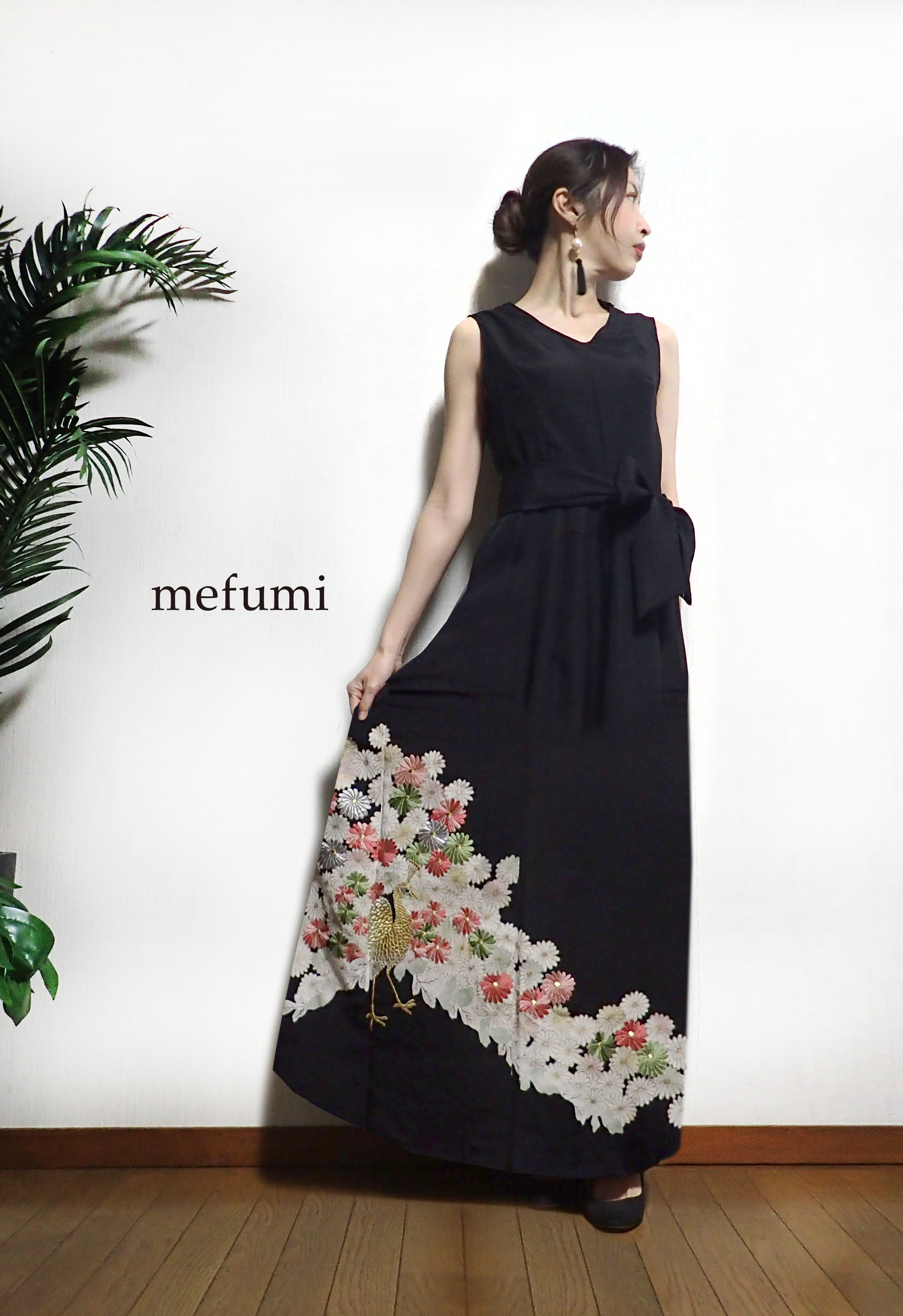 受注制作 １点物 アンティーク 着物リメイク フォーマル ロングワンピース 9号 11号 13号 Iichi ハンドメイド クラフト作品 手仕事品の通販