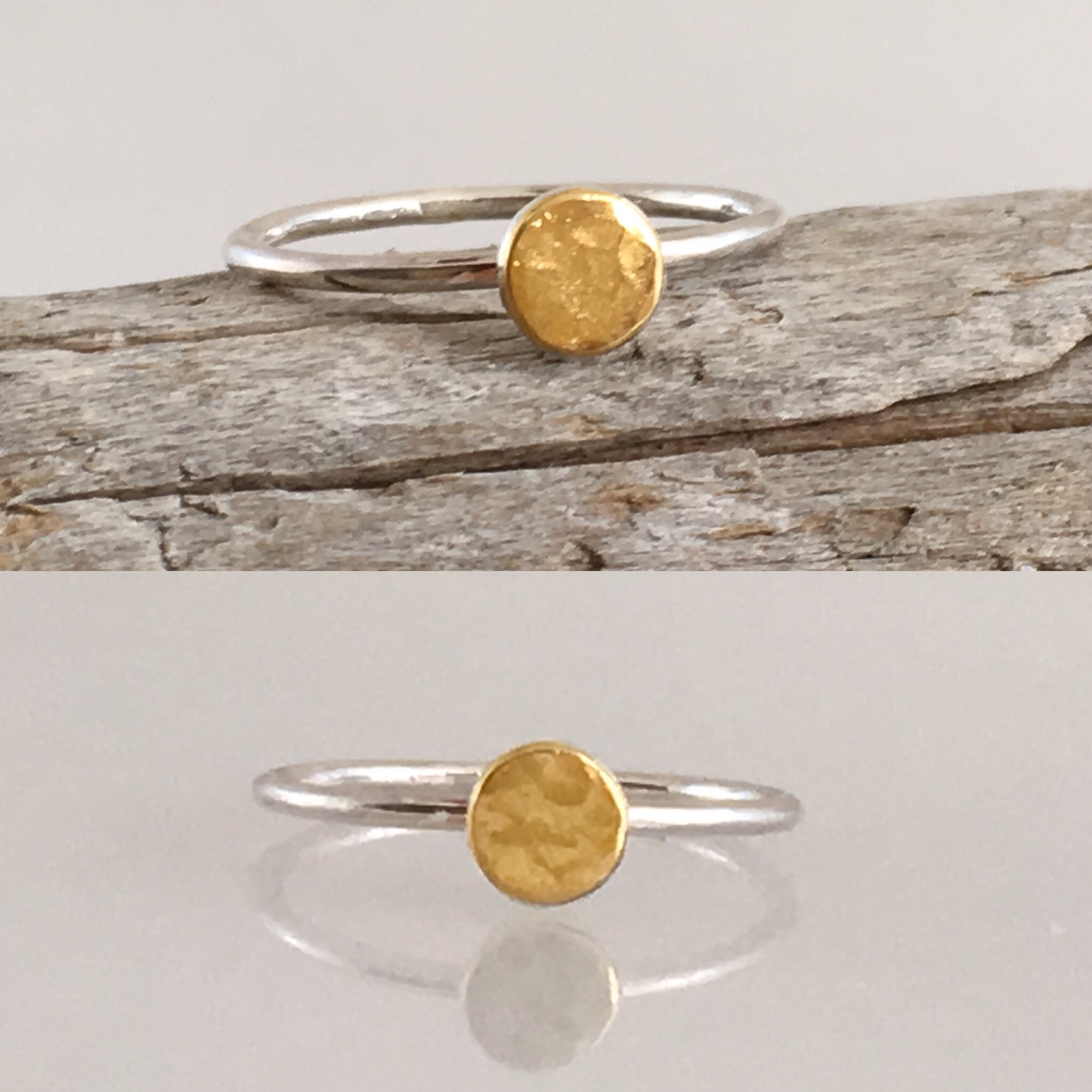 Full Moon K24 Pure Gold Silver Ring 純金 銀 満月の指輪 リング Iichi ハンドメイド クラフト作品 手仕事品の通販