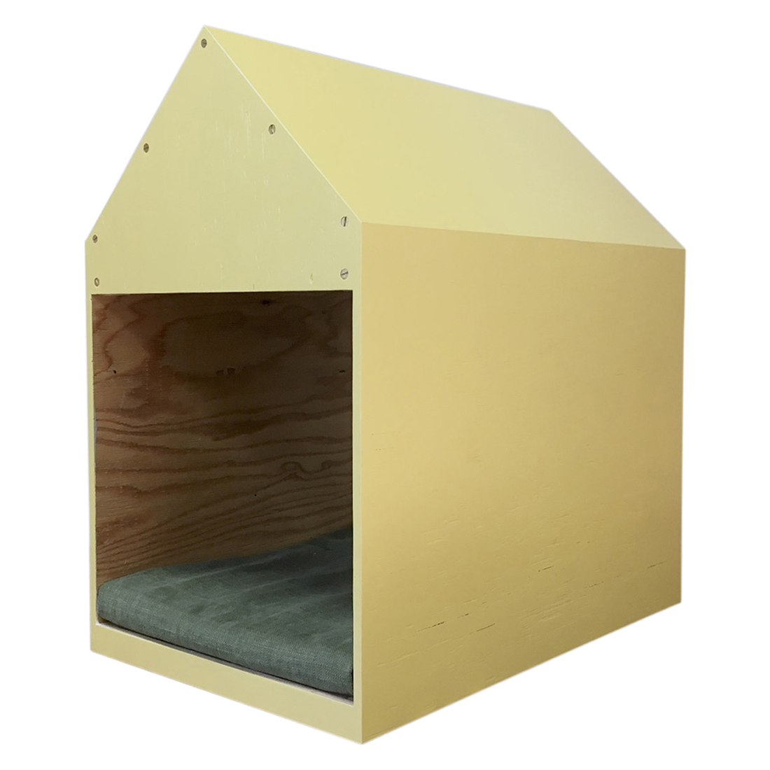 インテリアになる犬小屋 ドッグハウス ペットハウス 木製 イエロー 室内用 Iichi ハンドメイド クラフト作品 手仕事品の通販