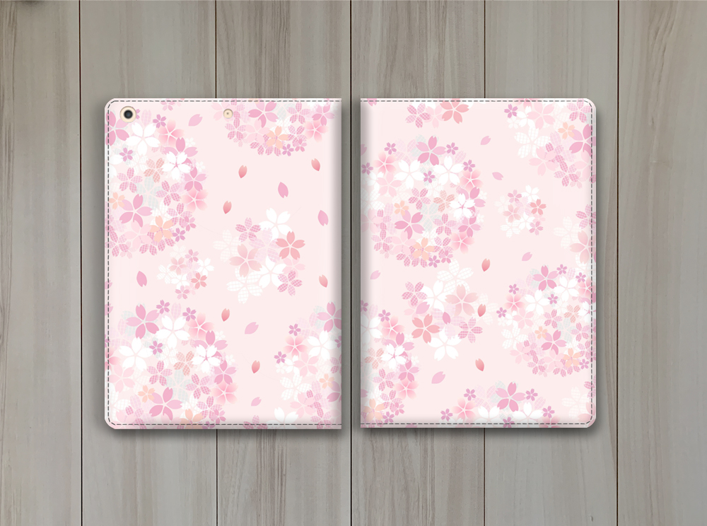 桜手毬 さくらてまり 手帳型タブレットケース カメラ穴あり はめ込みタイプ Ipadケース タブレットケース Iichi ハンドメイド クラフト作品 手仕事品の通販