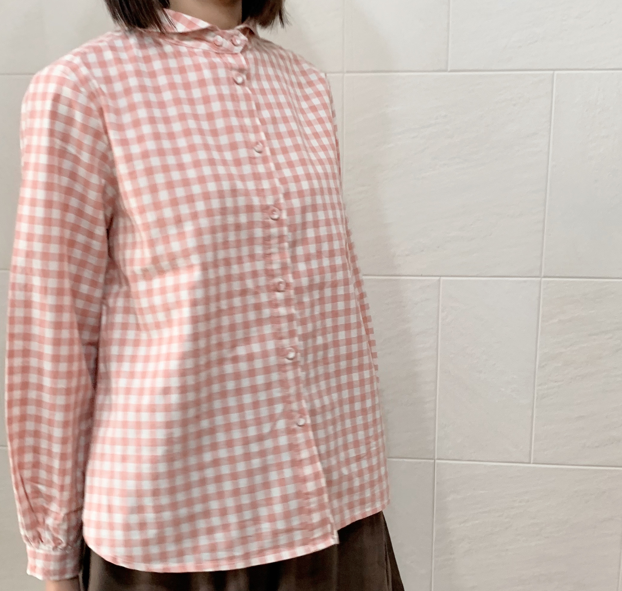 ギンガムチェックシャツ Pink Iichi ハンドメイド クラフト作品 手仕事品の通販