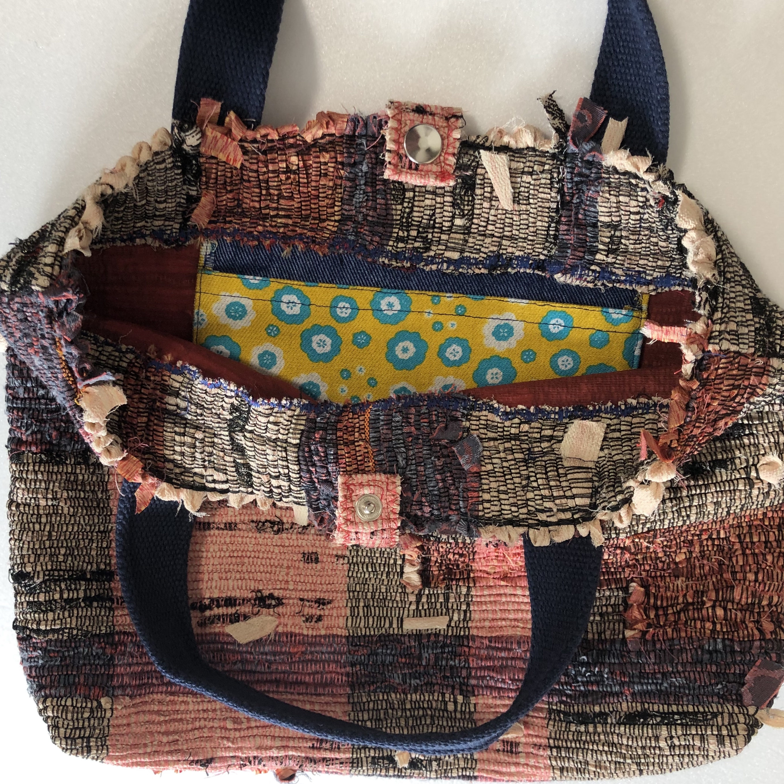 裂き織りバッグ 手織り 裏地なし Iichi ハンドメイド クラフト作品 手仕事品の通販