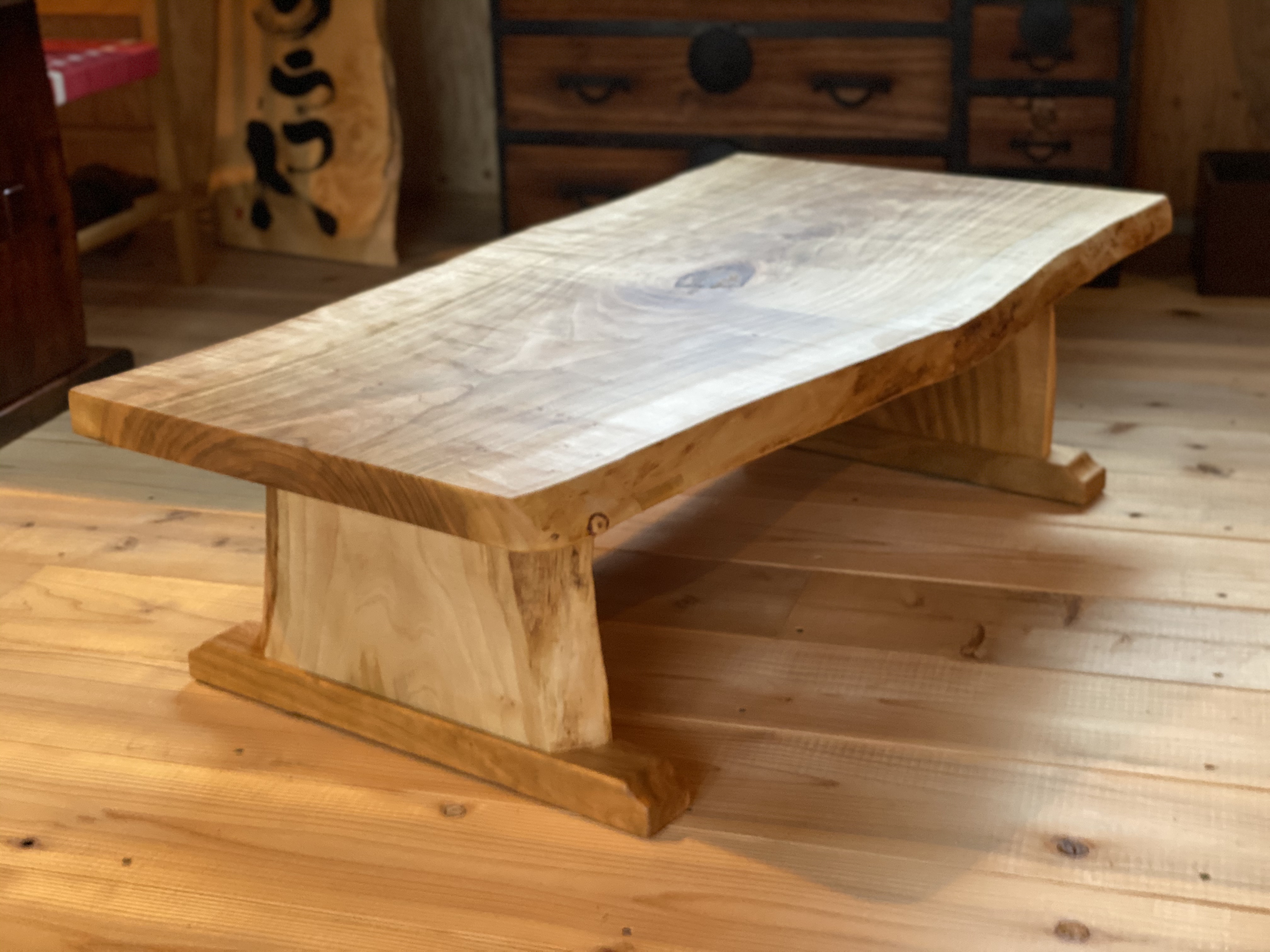 座卓 天然木 輪切り 無垢材 一枚板 ローテーブル - テーブル