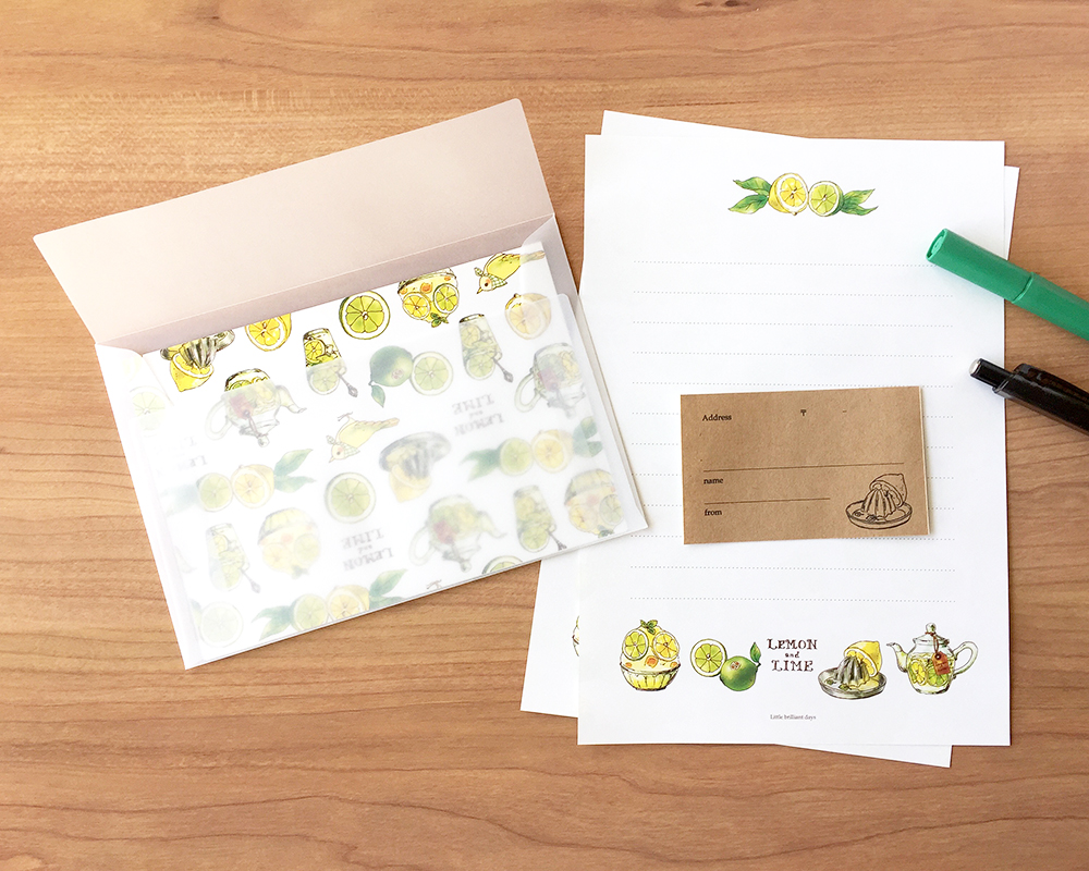 Letterset Lemon Lime レモンライムレターセット 夏 フルーツ Iichi ハンドメイド クラフト作品 手仕事品の通販