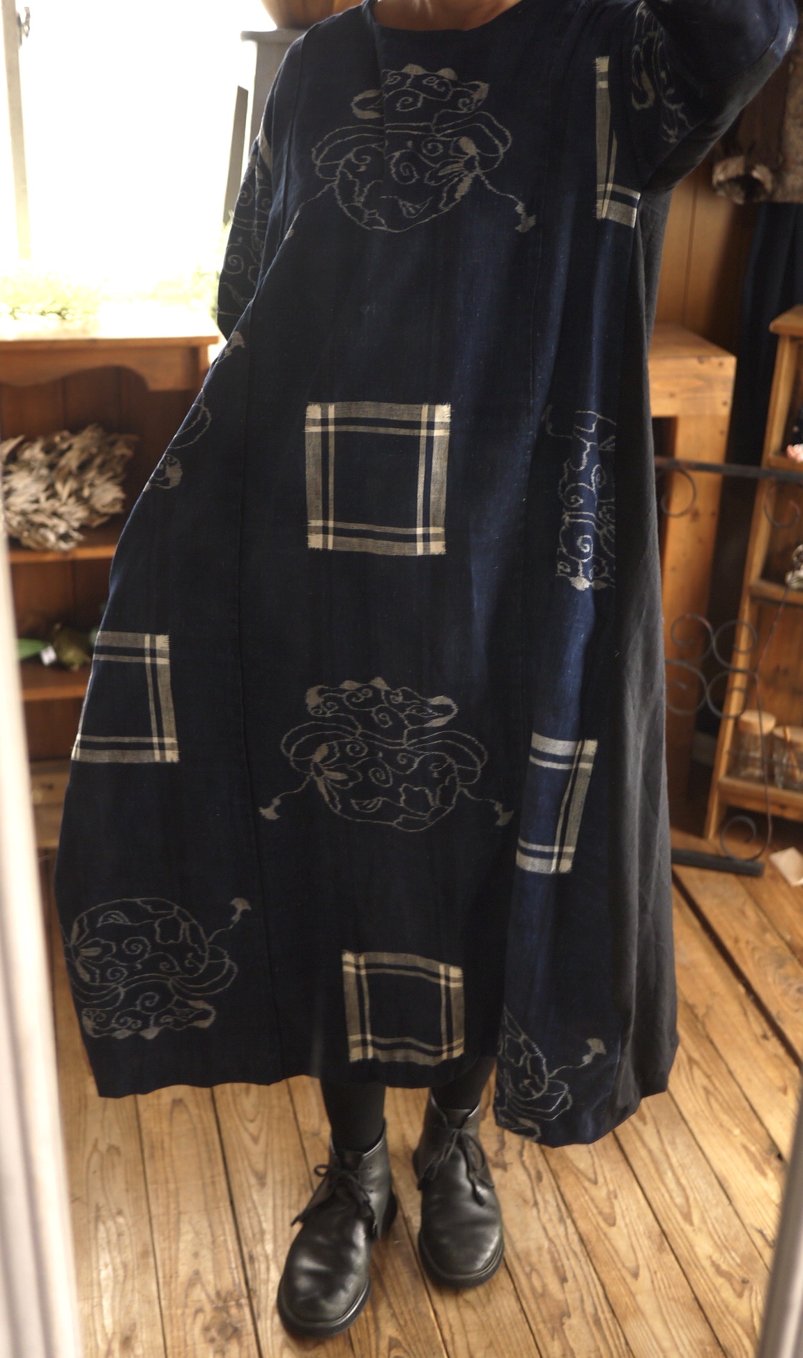 古布絵絣と久留米絣のワンピース Iichi ハンドメイド クラフト作品 手仕事品の通販