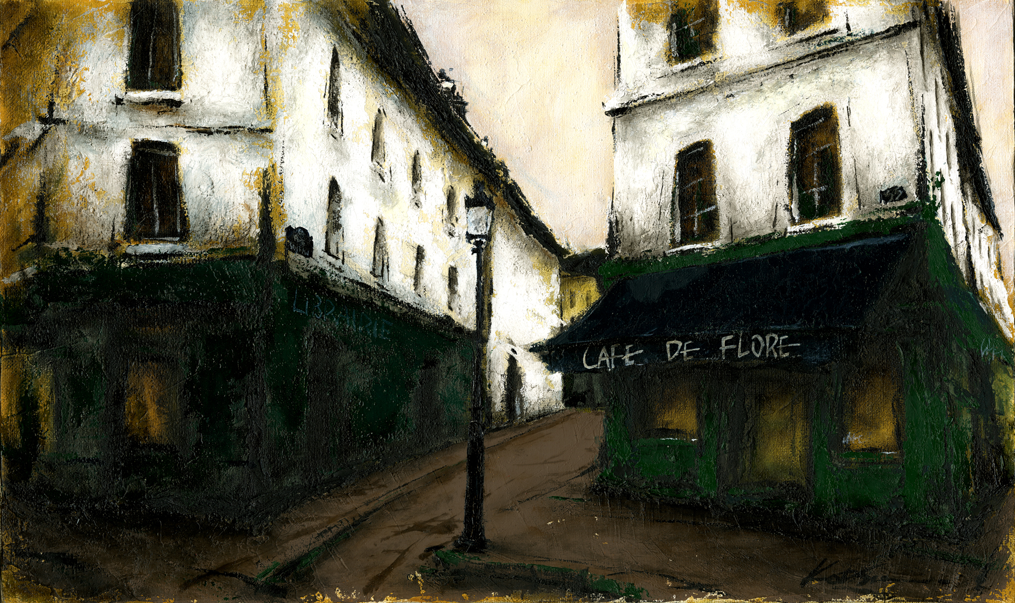 風景画 パリ 油絵 モンマルトルのカフェ Iichi ハンドメイド クラフト作品 手仕事品の通販