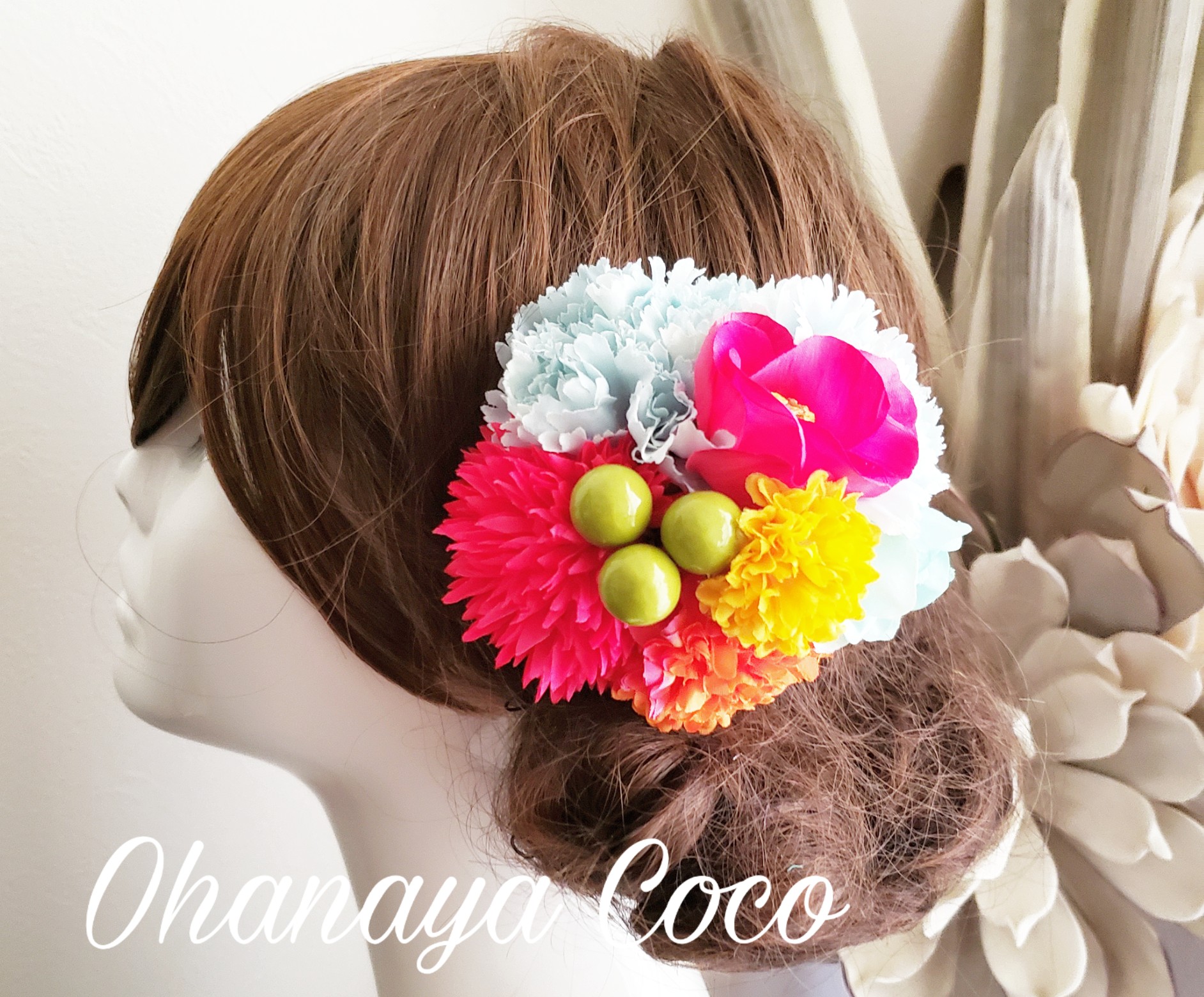 花kirari カラフルお花の髪飾りクリップピン仕上げ No722 Iichi ハンドメイド クラフト作品 手仕事品の通販