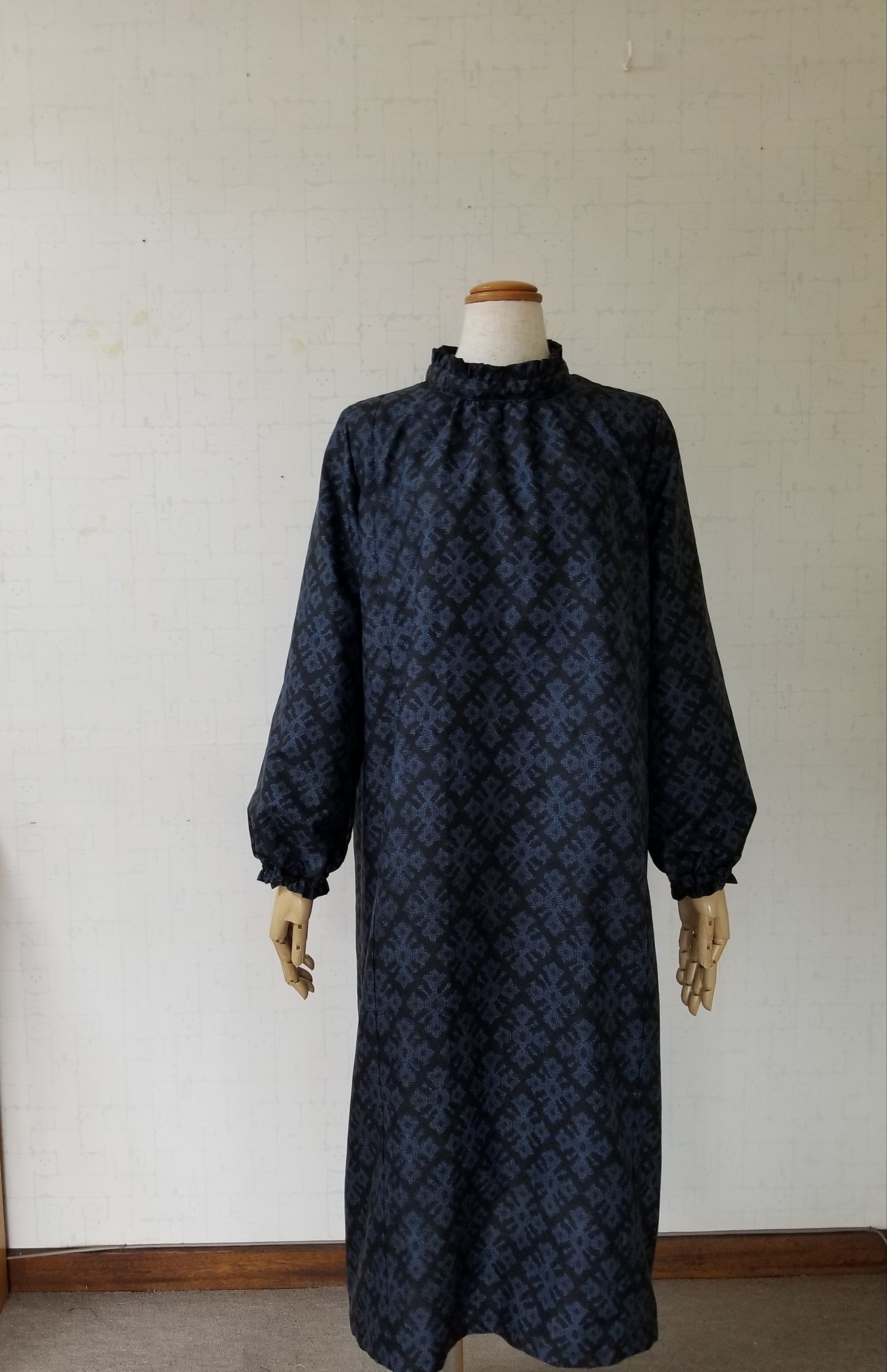 大島紬 襟フリルワンピース Iichi ハンドメイド クラフト作品 手仕事品の通販
