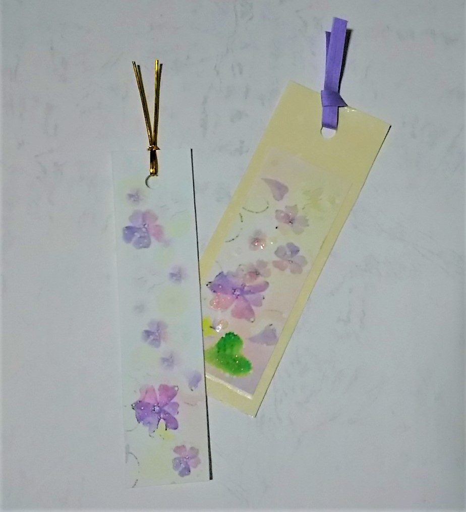 スミレの花の栞 しおり 2枚セット パステルアート ブックマーク Iichi ハンドメイド クラフト作品 手仕事品の通販