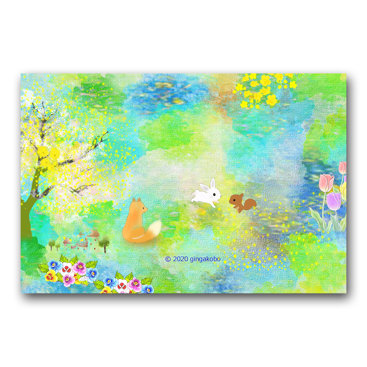 春が来たね ほっこり癒しのイラストポストカード2枚組 No 9 Iichi ハンドメイド クラフト作品 手仕事品の通販
