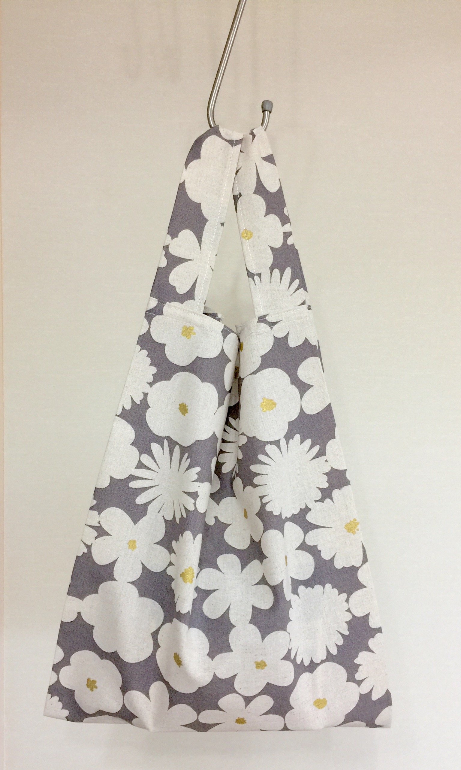 エコバッグ レジ袋 花柄 ライトグレー Iichi ハンドメイド クラフト作品 手仕事品の通販