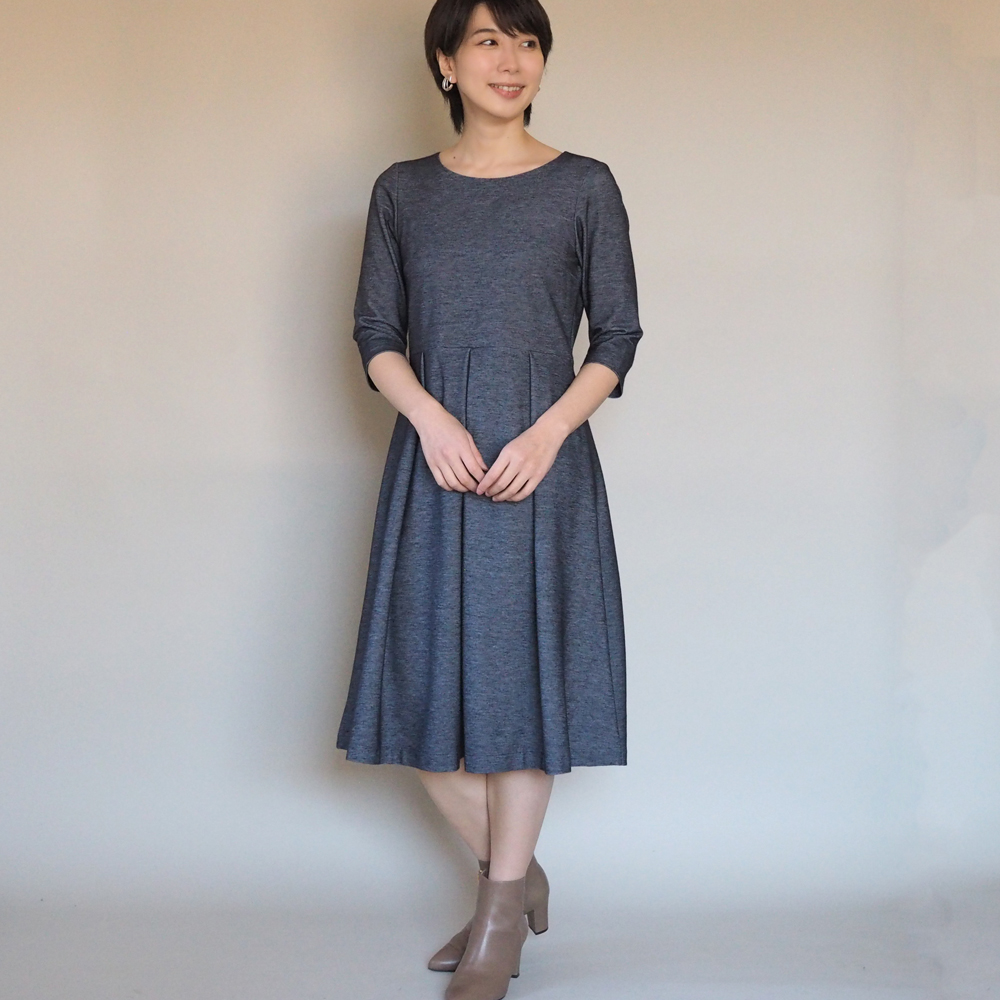 Xs Ll受注制作 アーミッシュ風シンプルワンピース ストレッチデニム インディゴブルー Iichi ハンドメイド クラフト作品 手仕事品の通販