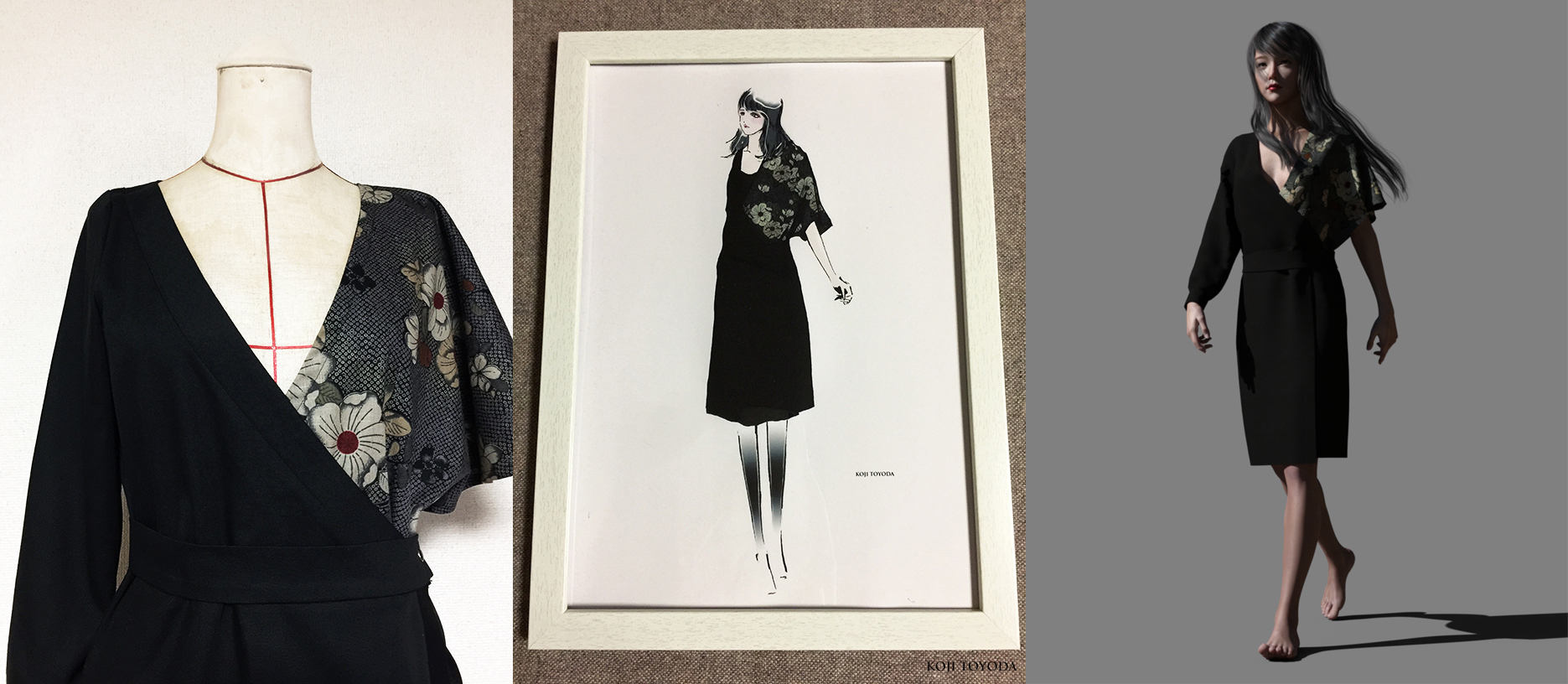 1点もの デザイン画付き ベルト付き和柄 黒アシメトリーワンピース Koji Toyoda Iichi ハンドメイド クラフト作品 手仕事品の通販 1点もの デザイン画付き ベルト付き和柄 黒アシメトリーワンピース Koji Toyoda Iichi ハンドメイド クラフト作品 手仕事品の通販