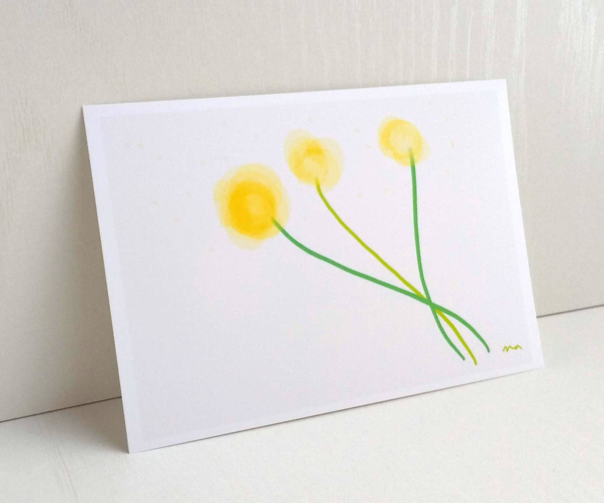 黄色のお花 イラスト ポストカード2枚セット ほんわか 癒し ナチュラル アート Naturako Iichi ハンドメイド クラフト作品 手仕事品の通販