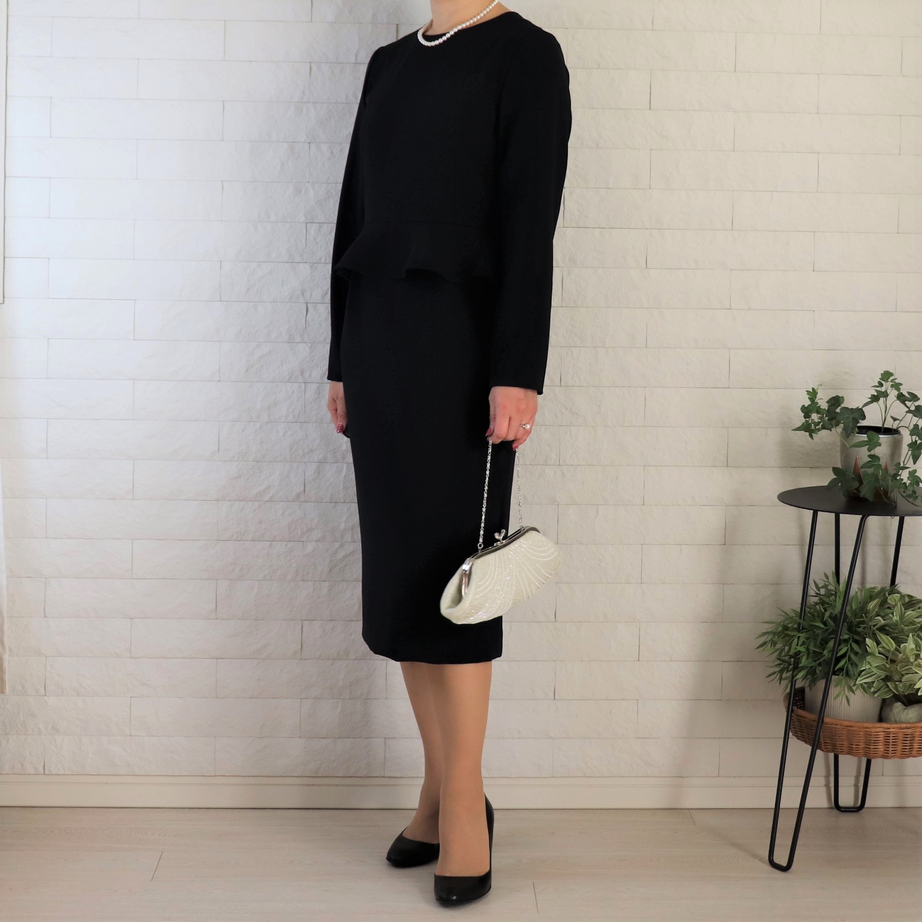 ペプラムドレス ネイビー ブラック 入学式 披露宴 冠婚葬祭などに幅広く使える1枚 Iichi ハンドメイド クラフト作品 手仕事品の通販