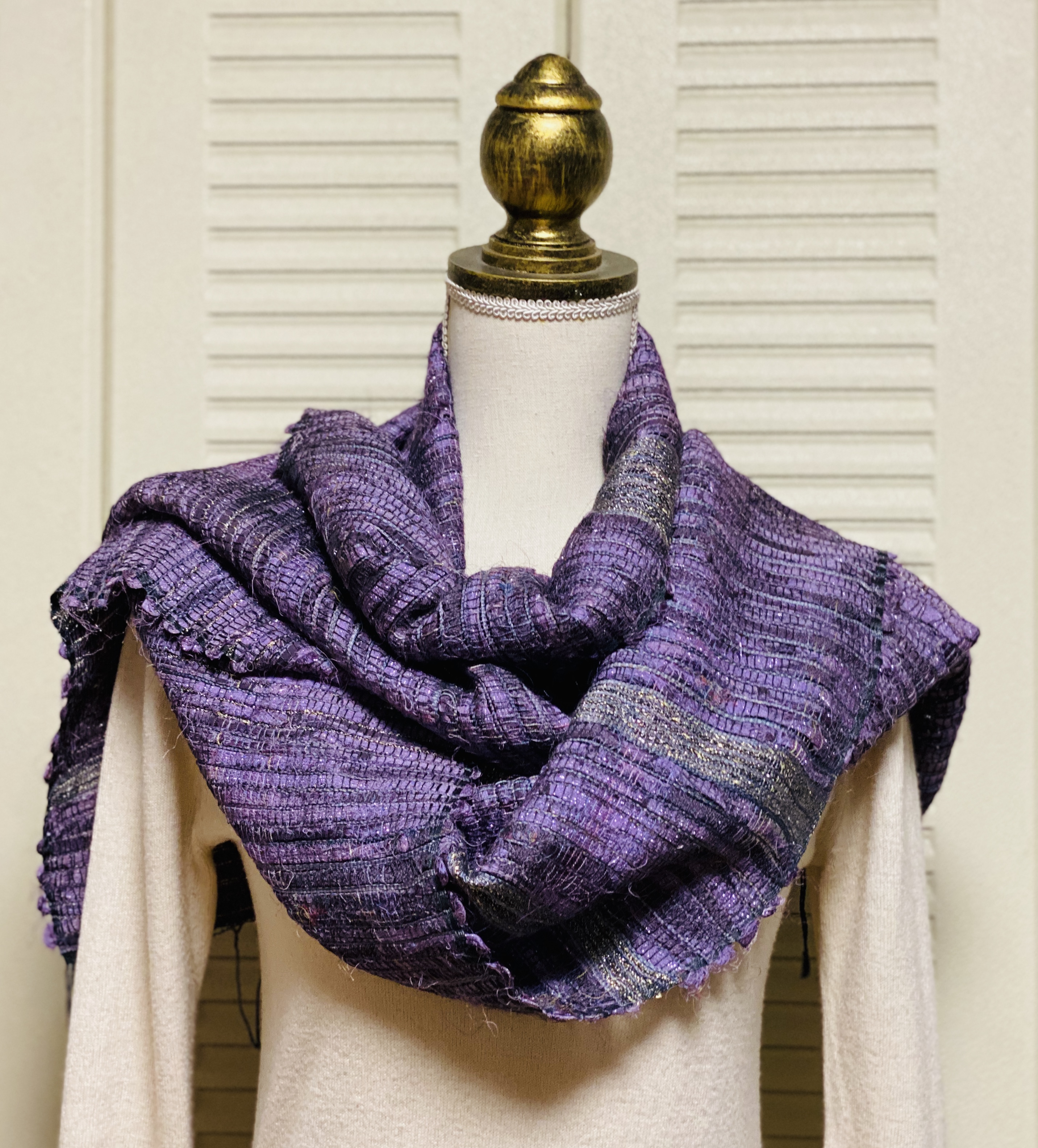 紫のストール Iichi ハンドメイド クラフト作品 手仕事品の通販