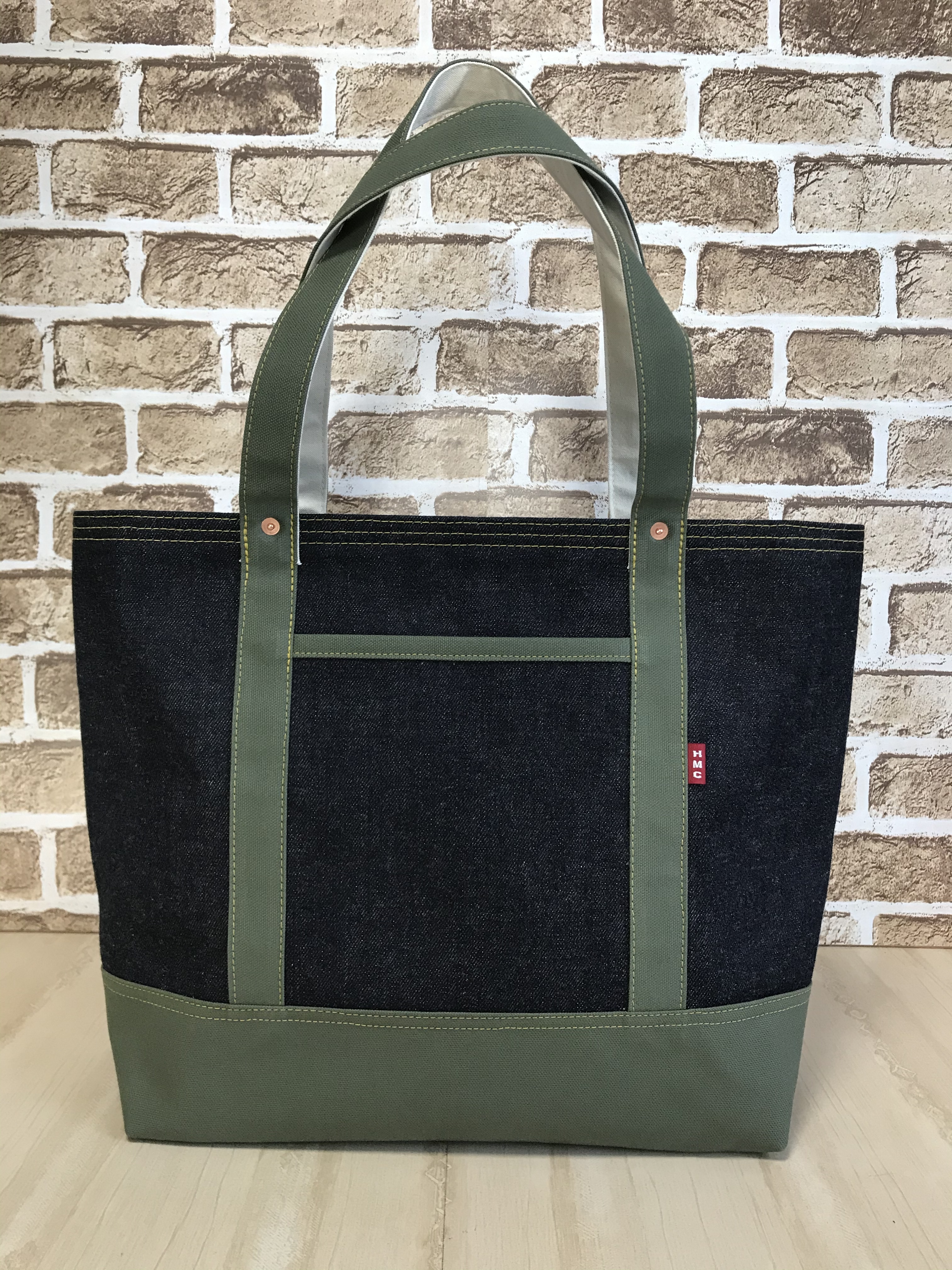 緑帆布トートバッグ Lサイズ | iichi ハンドメイド・クラフト作品・手仕事品の通販