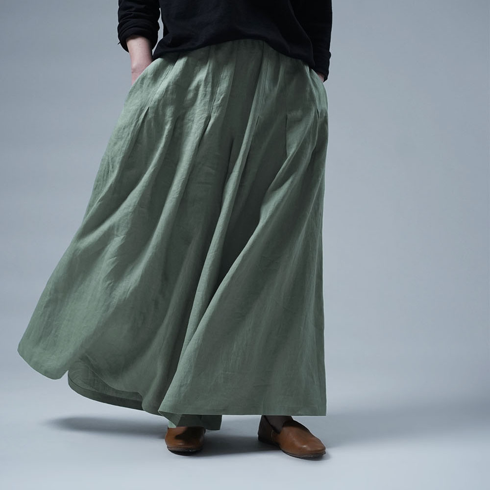 wafu】Linen Pants 袴(はかま)パンツ/青磁鼠(せいじねず) b002k-snz1 
