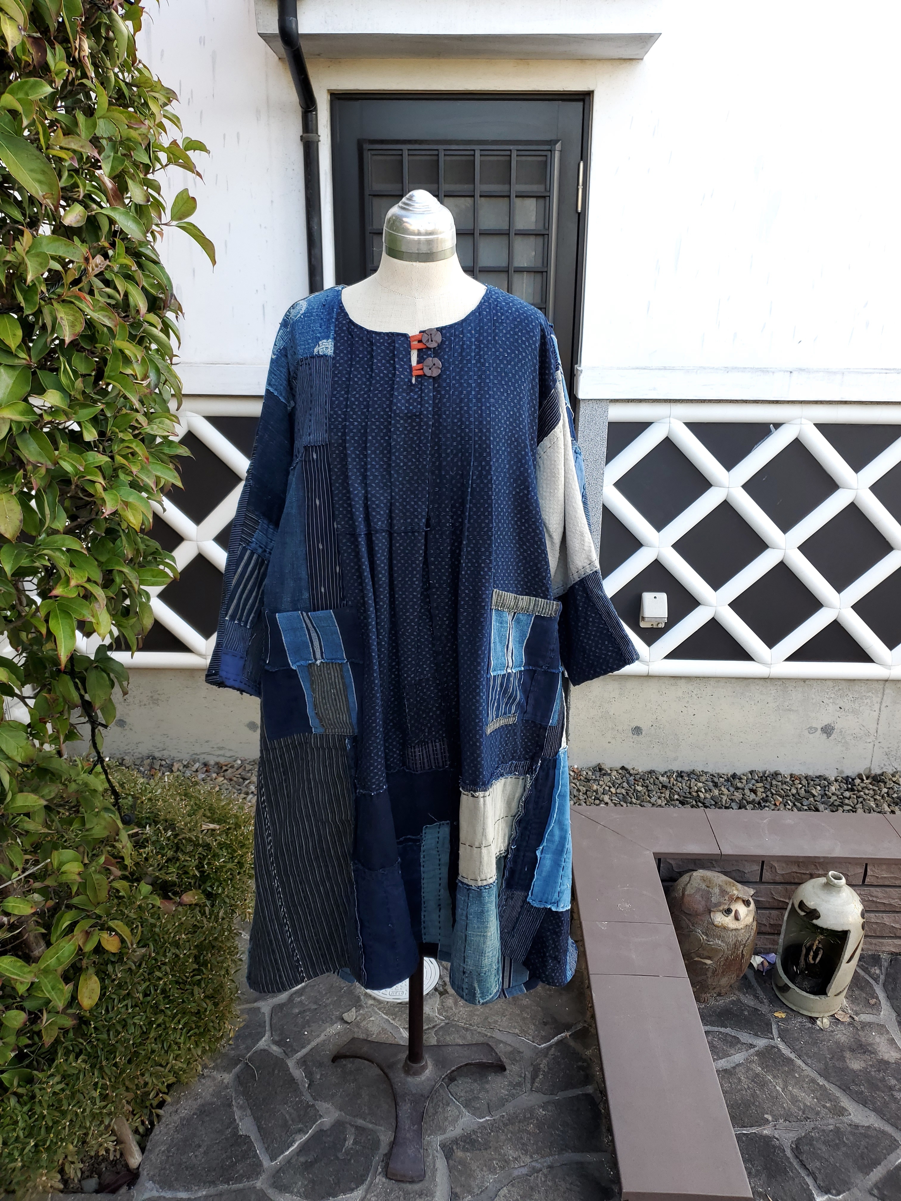 着物リメイク 古布手作り 襤褸 BORO ワンピース | iichi ハンドメイド・クラフト作品・手仕事品の通販
