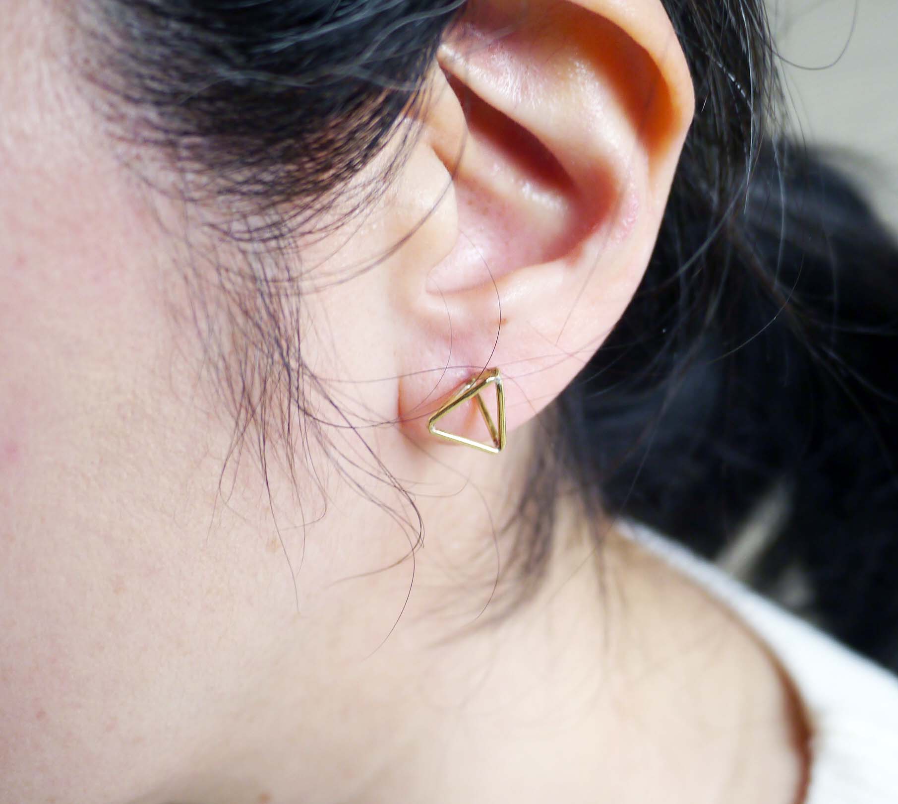 三角錐とパールキャッチの2wayピアス Iichi ハンドメイド クラフト作品 手仕事品の通販