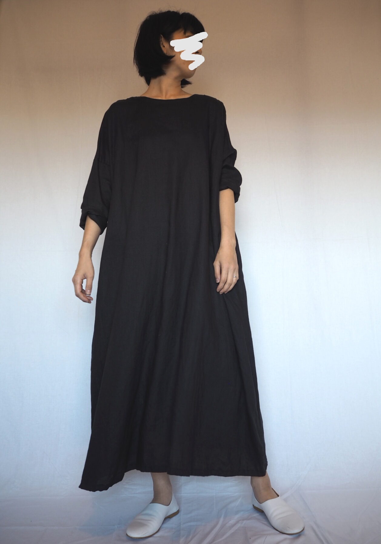 リネン マキシワンピース ネイビー Iichi ハンドメイド クラフト作品 手仕事品の通販