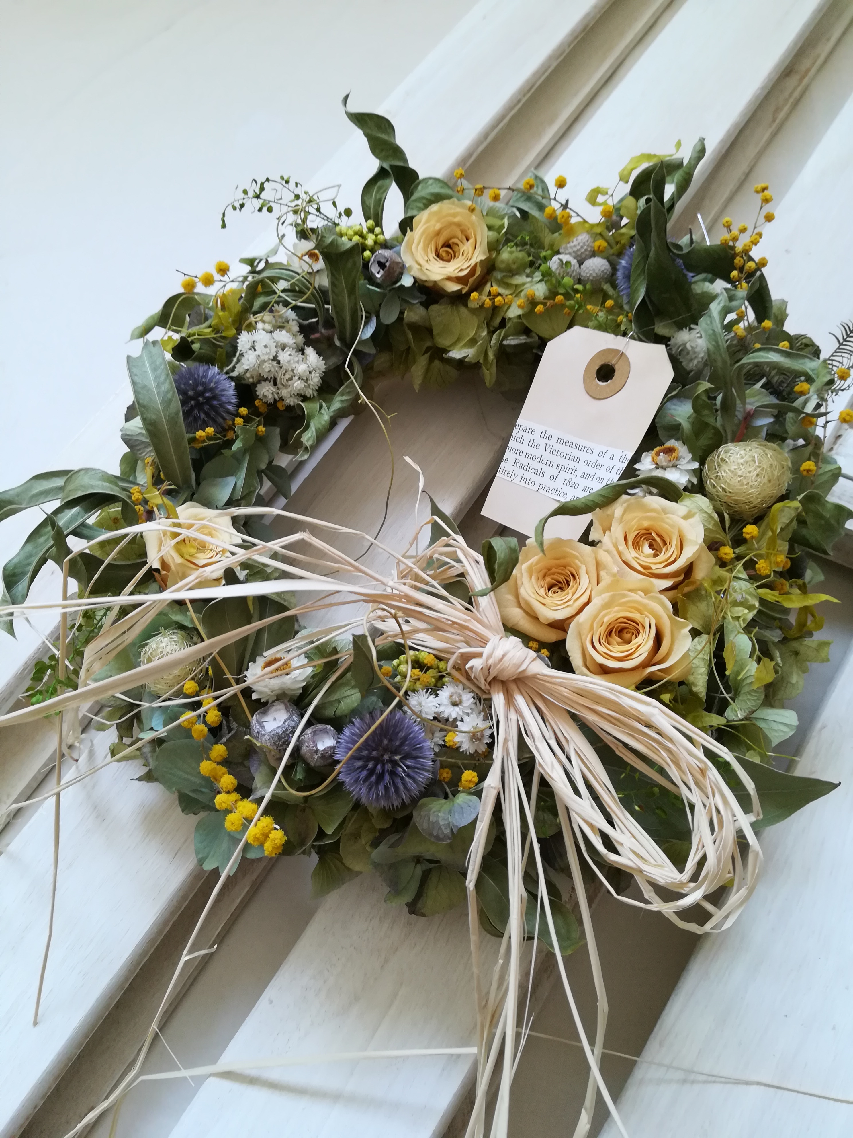 黄バラとミモザのgarden Wreath Iichi ハンドメイド クラフト作品 手仕事品の通販 黄バラとミモザのgarden Wreath Iichi ハンドメイド クラフト作品 手仕事品の通販