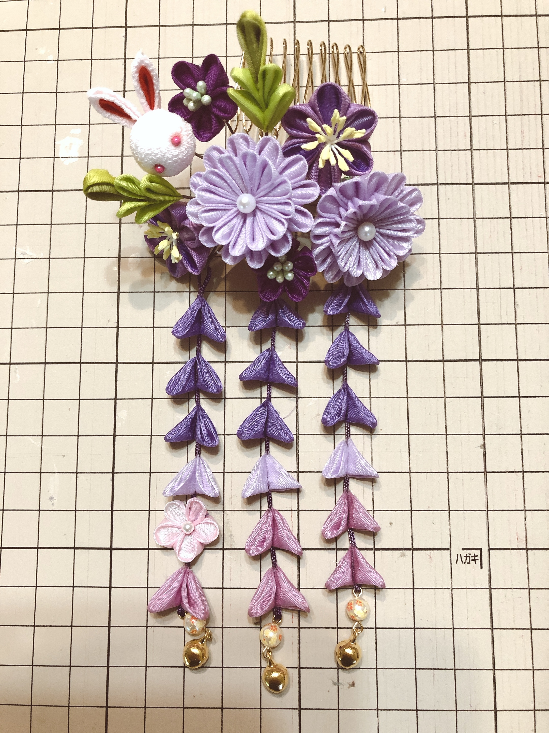 つまみ細工 七五三髪飾り(紫苑) | iichi ハンドメイド・クラフト作品 