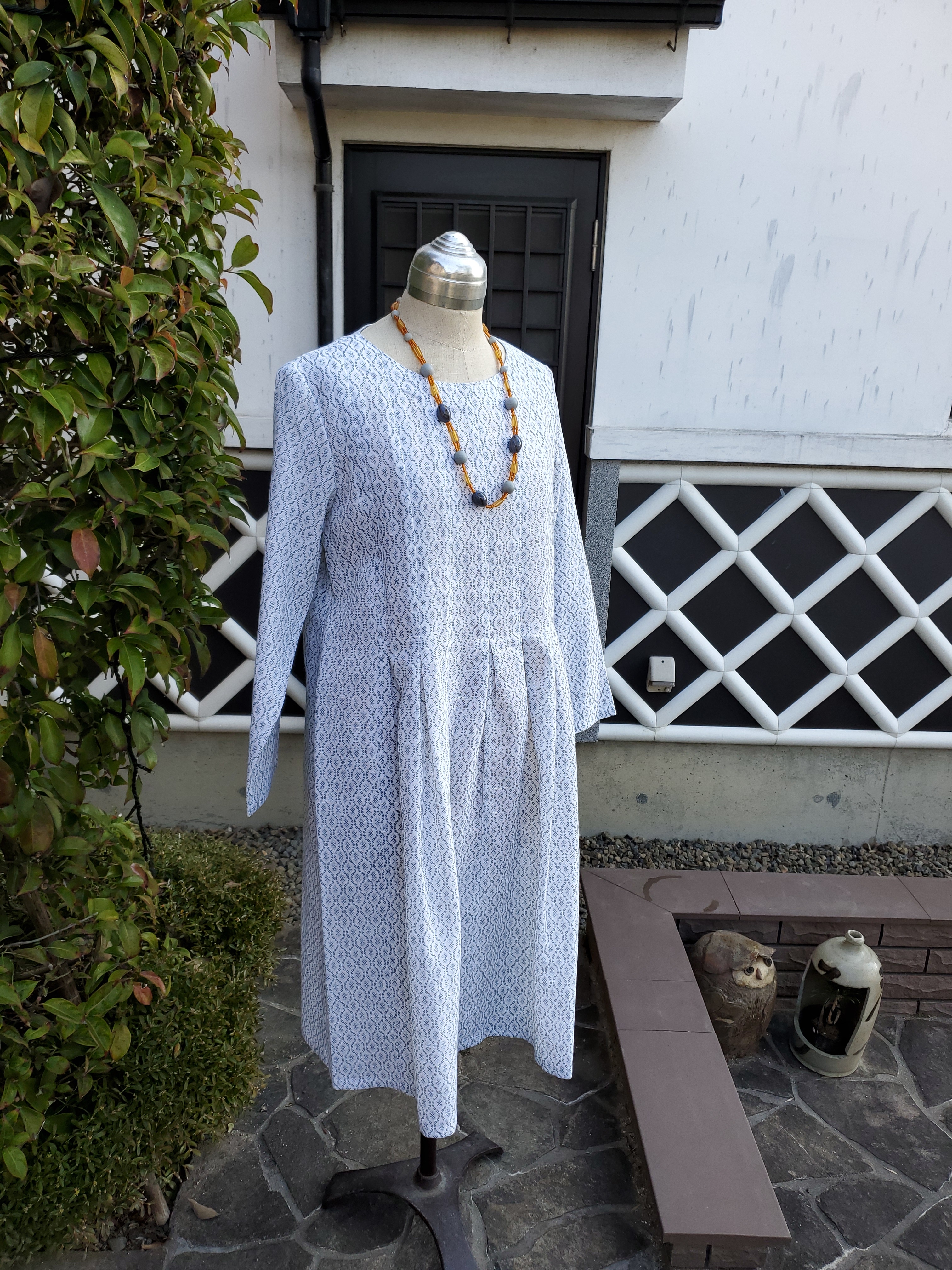 着物リメイク 手作り 白 上布 チュニックワンピース | iichi