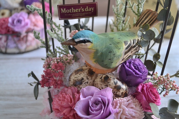 母の日 鳥かご花arrange オオルリ Iichi ハンドメイド クラフト作品 手仕事品の通販