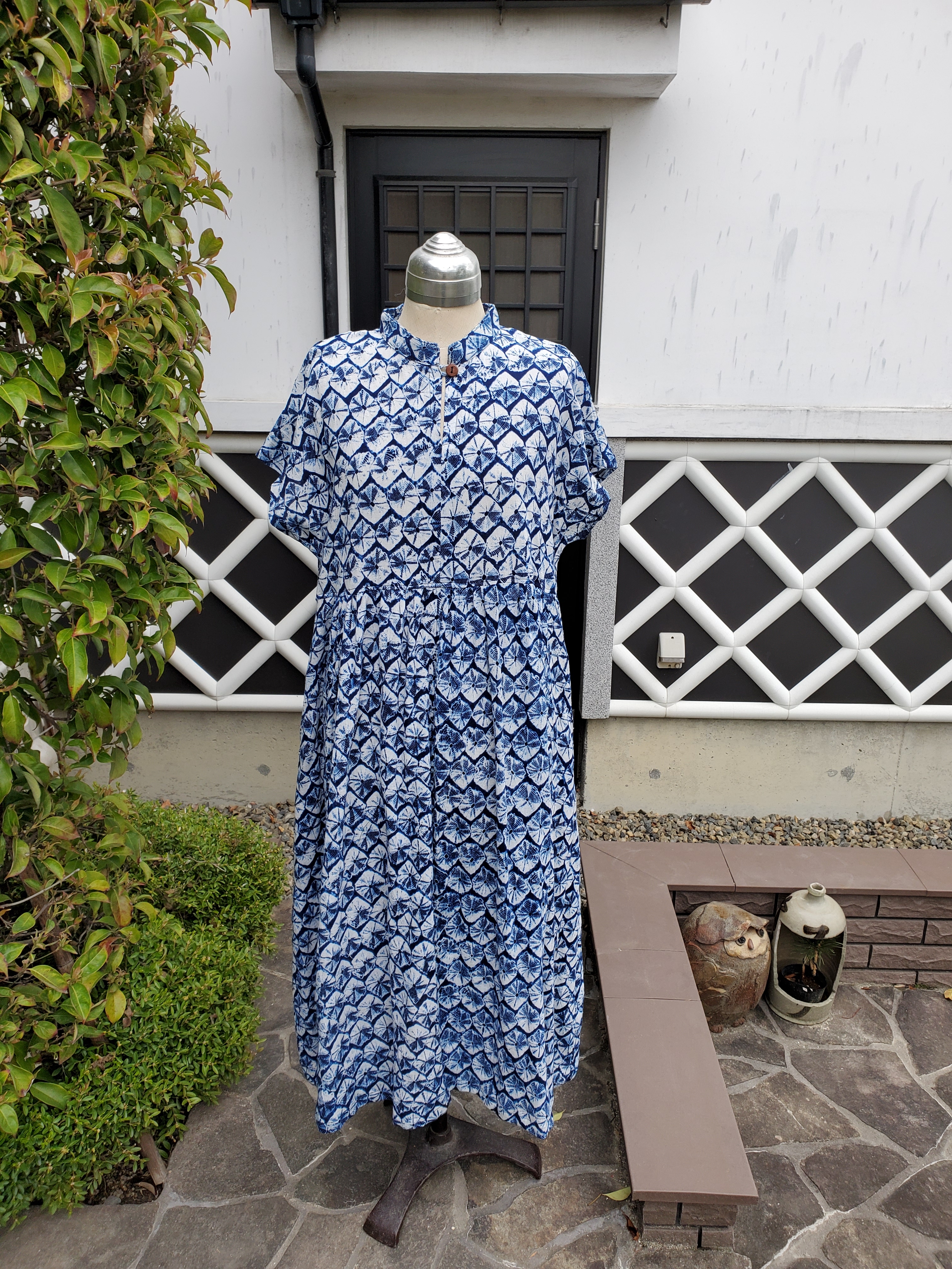 着物リメイク 手作り 有松絞り ワンピース 綿100 Iichi ハンドメイド クラフト作品 手仕事品の通販