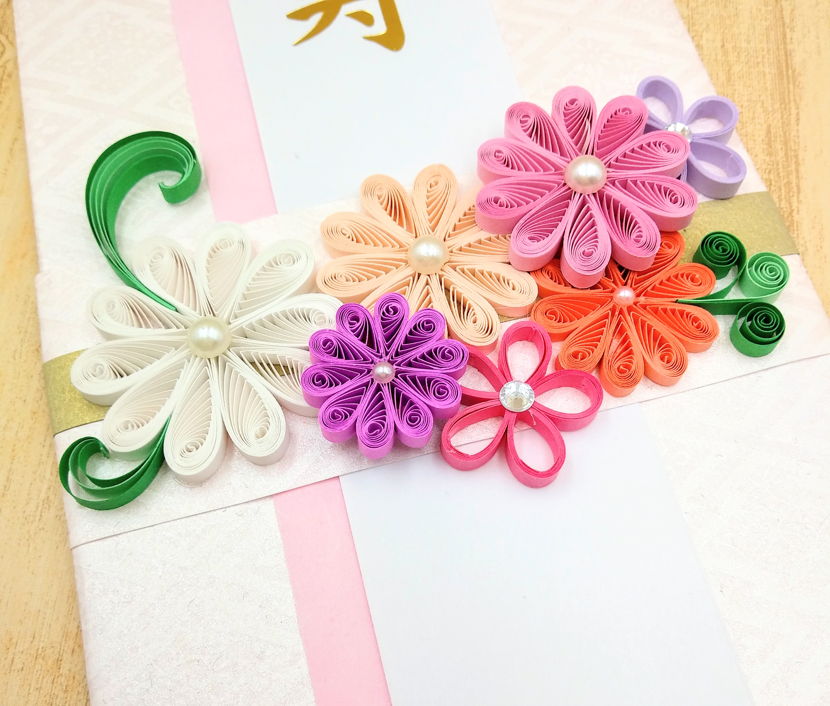クイリングのお花がお洒落ご祝儀袋 ピンク小花 Iichi ハンドメイド クラフト作品 手仕事品の通販