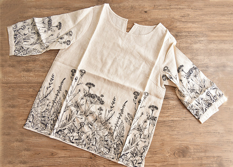 春の福袋 ゆったり亜麻製刺繍トップス 亜麻製刺繍ワンピース 2点セットの福袋 Iichi ハンドメイド クラフト作品 手仕事品の通販