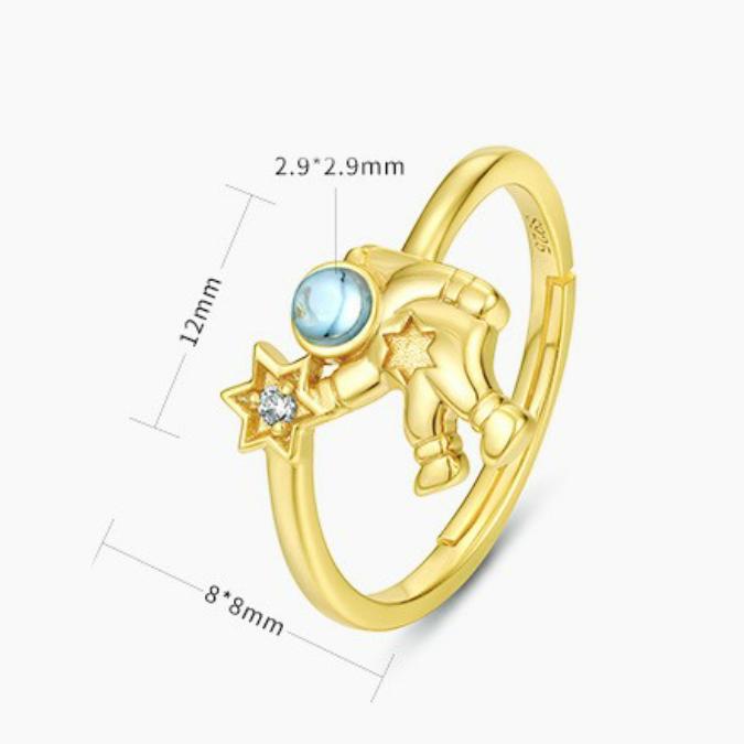 受注制作 宇宙飛行士のリング 可愛い ブルートパーズ 01 Iichi ハンドメイド クラフト作品 手仕事品の通販