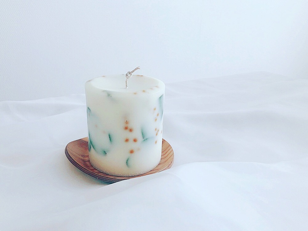 Soycandle ボタニカルキャンドル アロマキャンドル 100 ソイワックス ミモザ ユーカリ Iichi ハンドメイド クラフト作品 手仕事品の通販