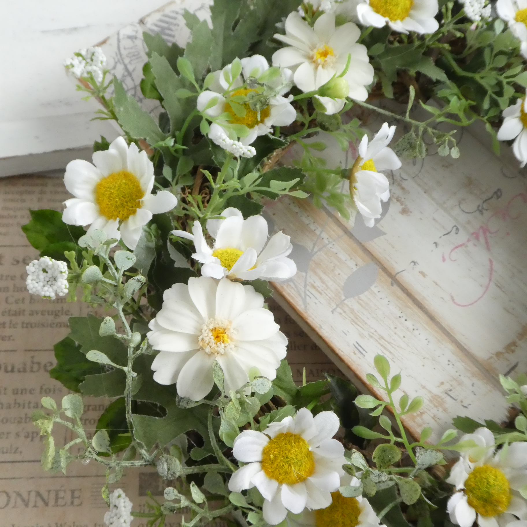 母の日に 白い小花のリース Iichi ハンドメイド クラフト作品 手仕事品の通販