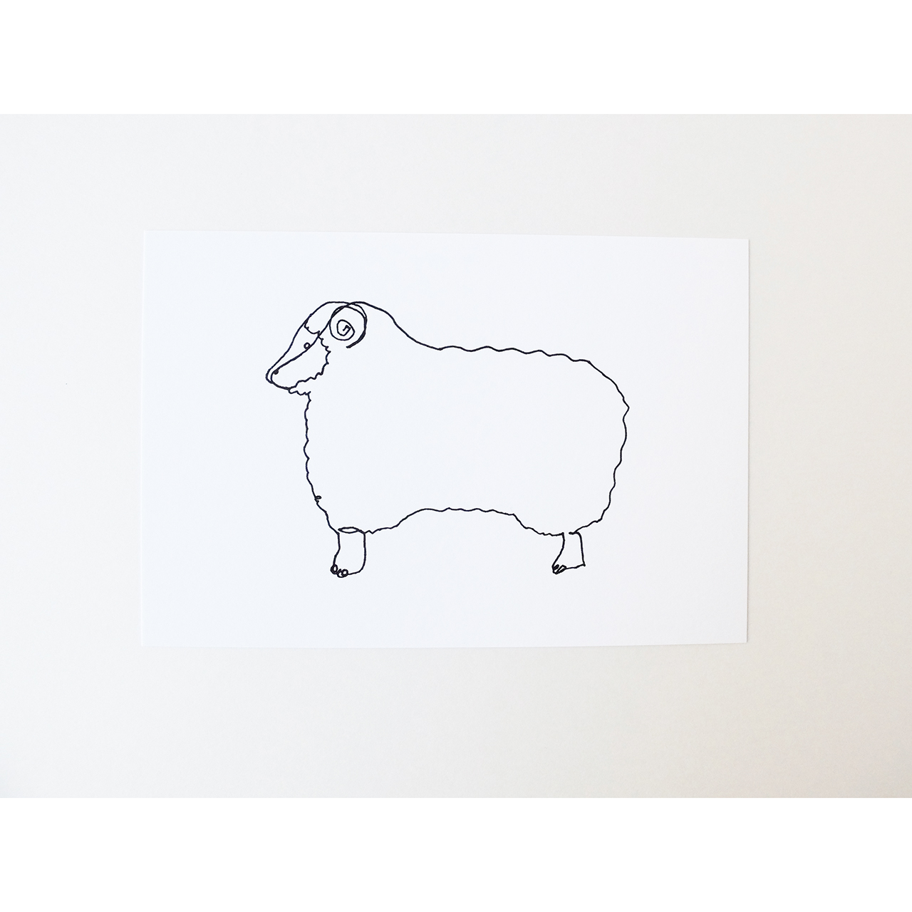 一筆書きの羊 ポストカード 3枚セット Iichi ハンドメイド クラフト作品 手仕事品の通販