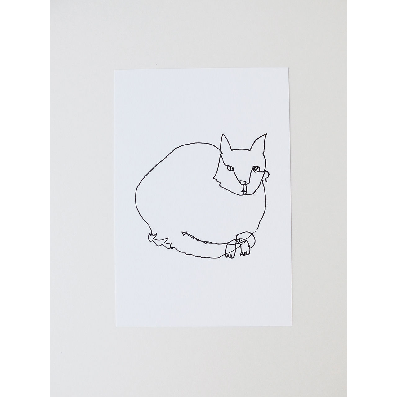 一筆書きの猫 ポストカード 3枚セット Iichi ハンドメイド クラフト作品 手仕事品の通販