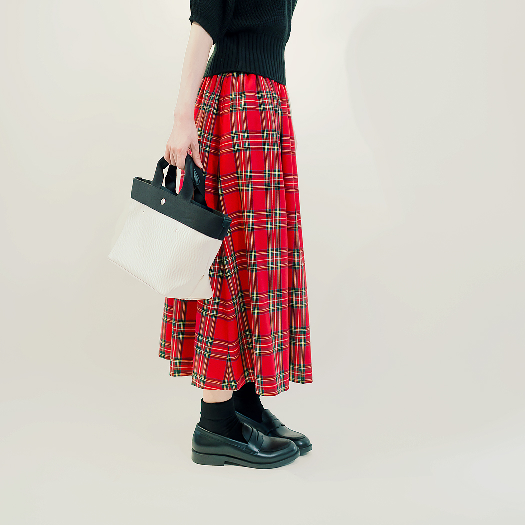 サイズ限定 年間ok タータンチェック 赤 緑 ロングスカート Minnie Iichi ハンドメイド クラフト作品 手仕事品の通販